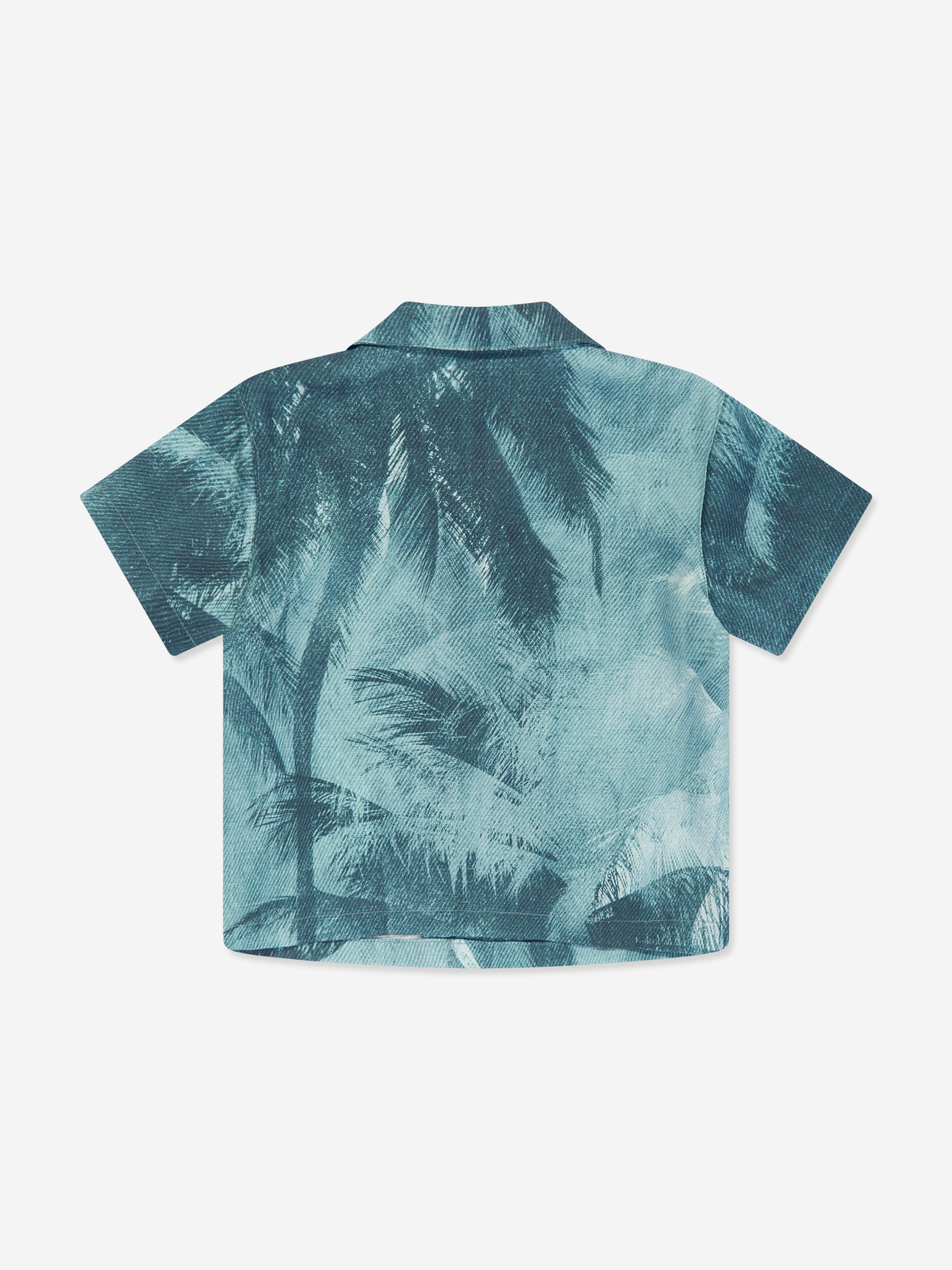 Emporio Armani Baby Boys Palm Leaf Shirt in Green