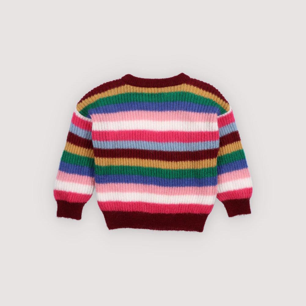 Girls Multicolor Stripes Knit Sweater