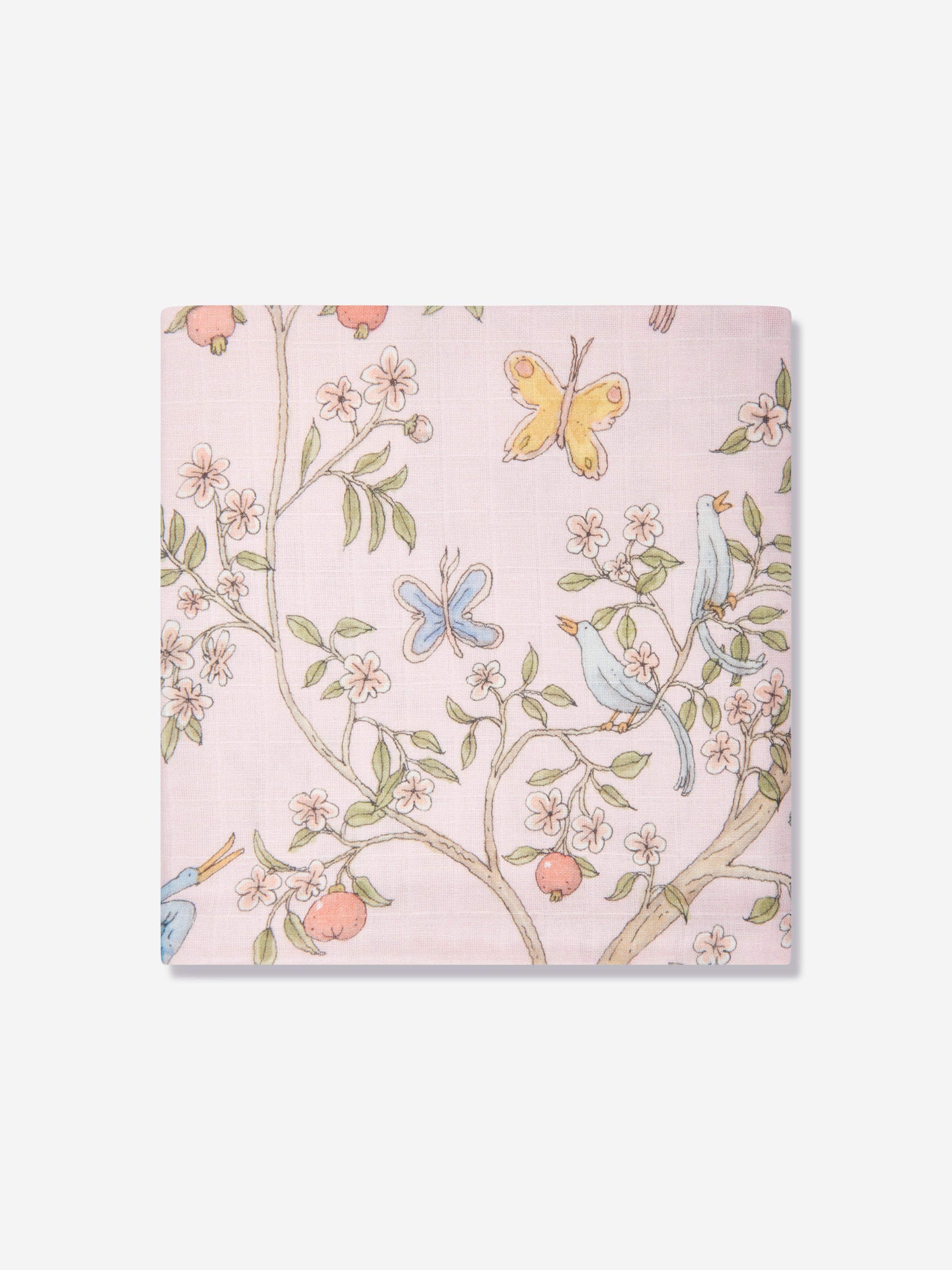 Atelier Choux Baby Girls In Bloom Swaddle And Satin Bib Gift Set in Pink