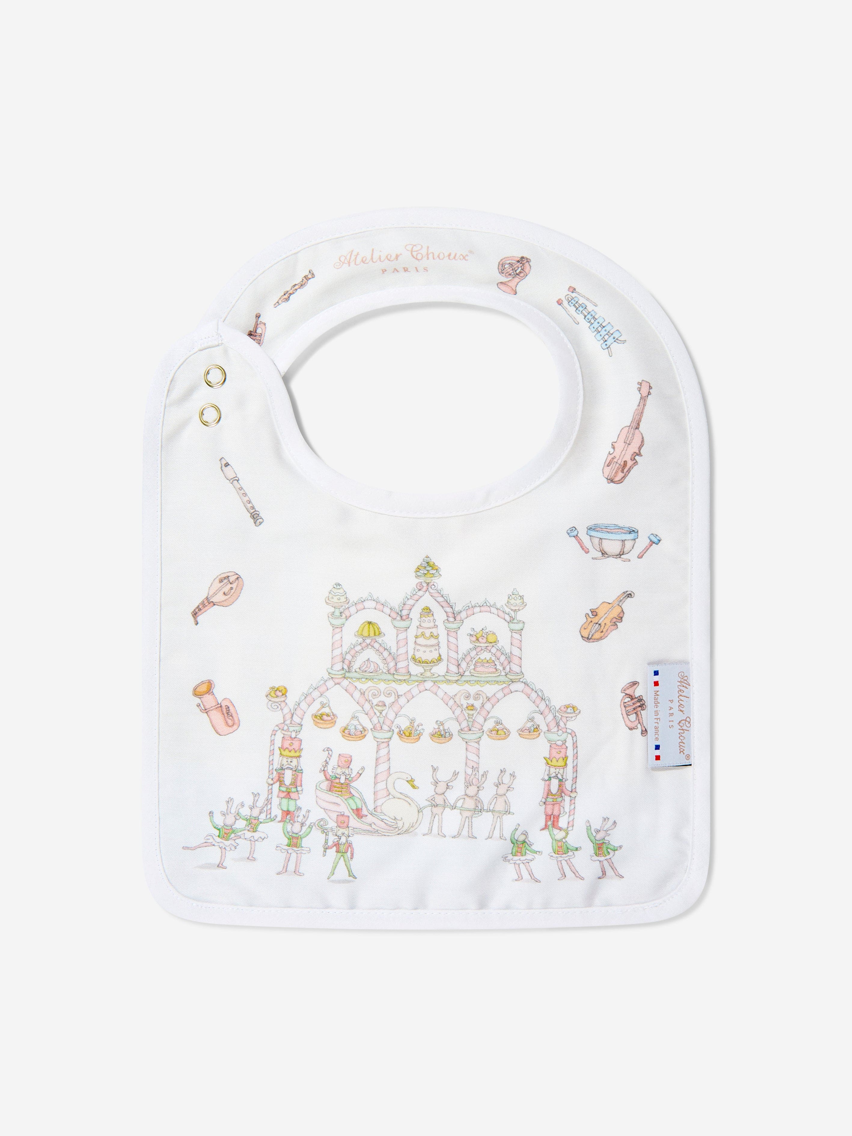 Atelier Choux Baby Opera Swaddle and Satin Bib Set in Blue