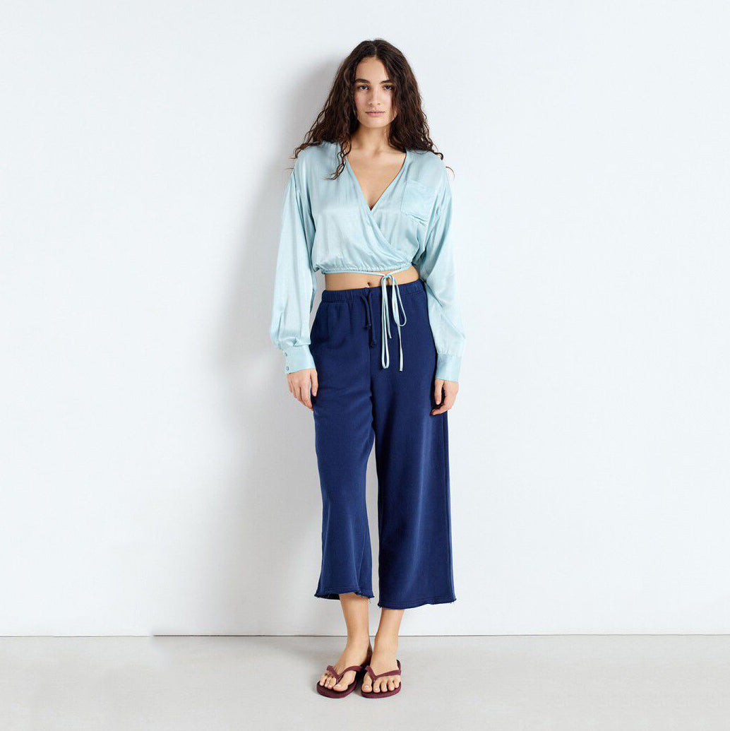 Women Blue Cotton Trousers