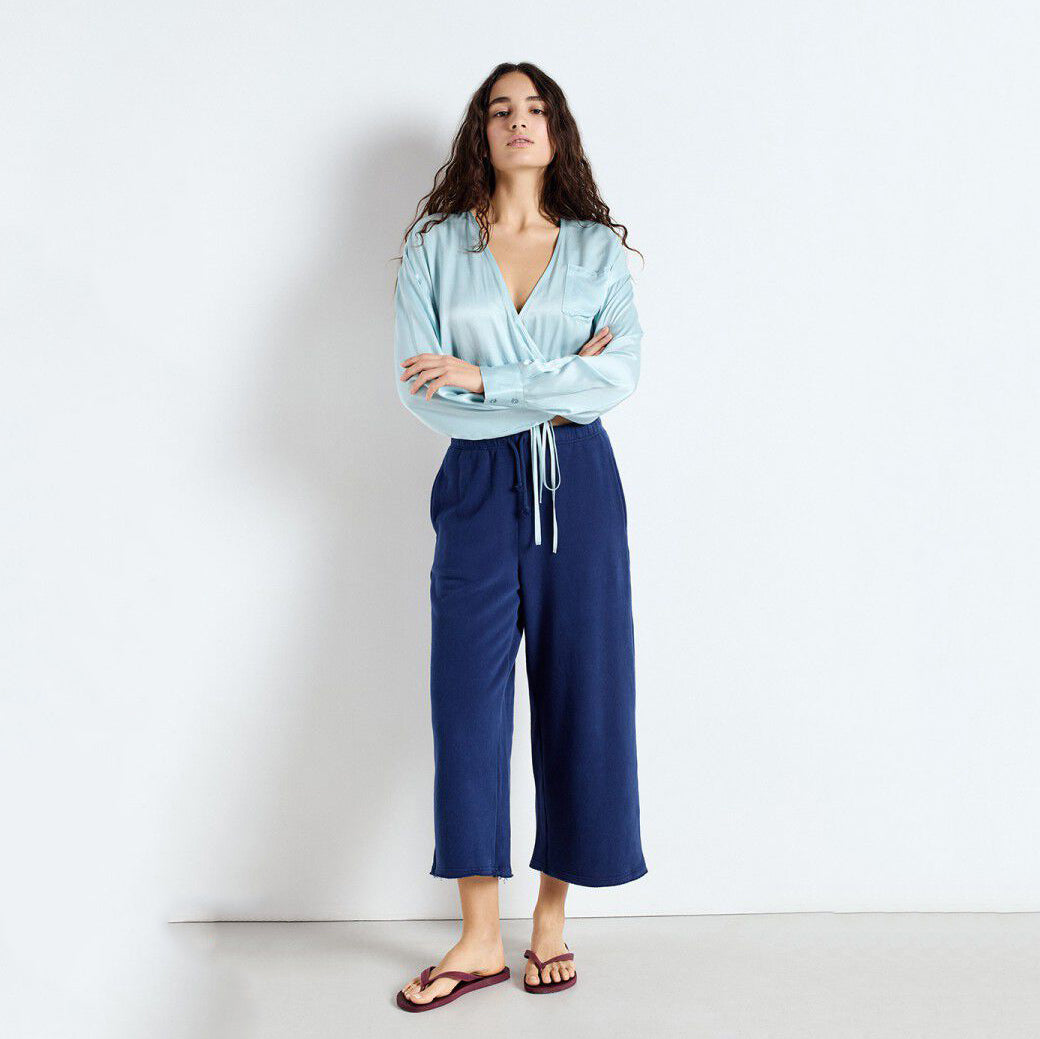 Women Blue Cotton Trousers