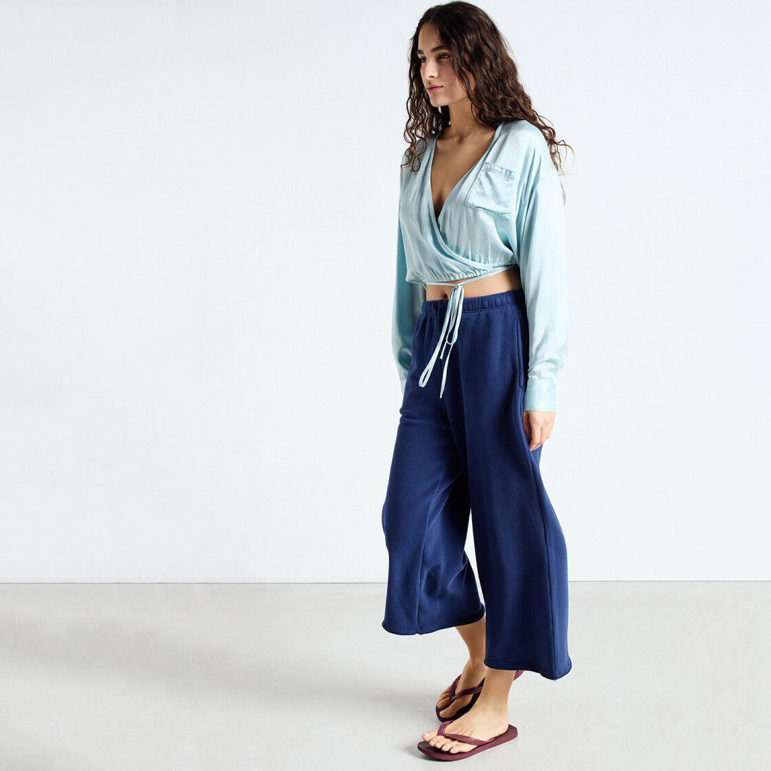 Women Blue Cotton Trousers