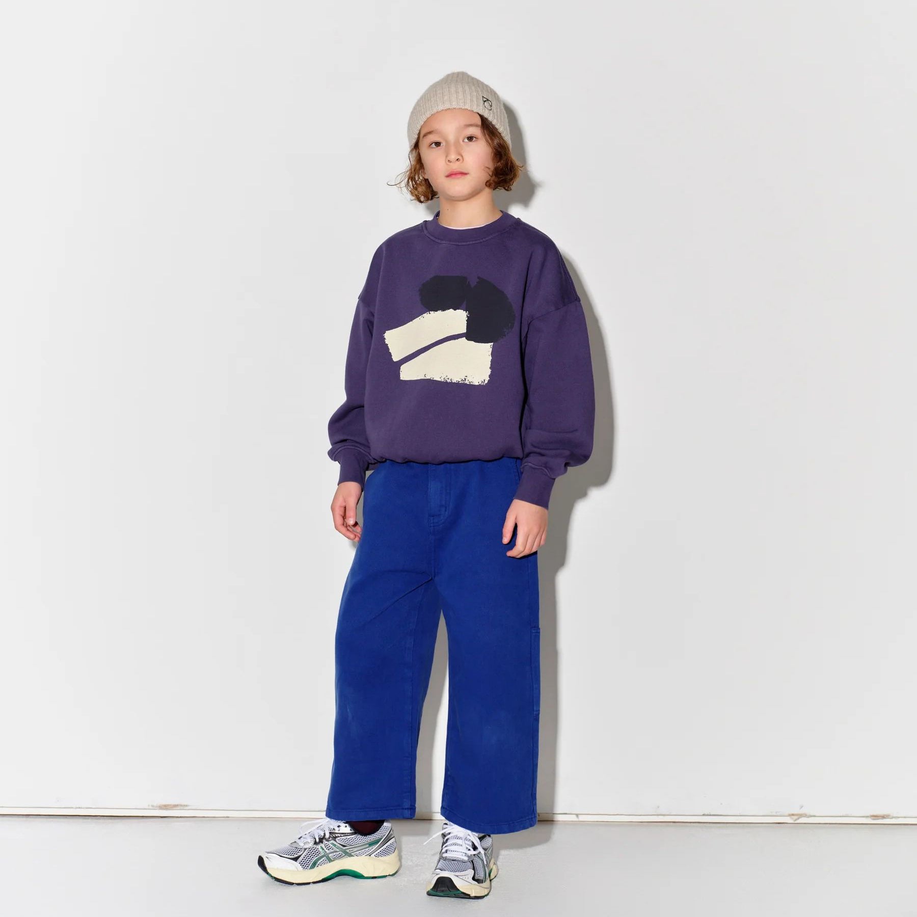 Boys & Girls Grey Blue Printed Cotton Sweatshirt