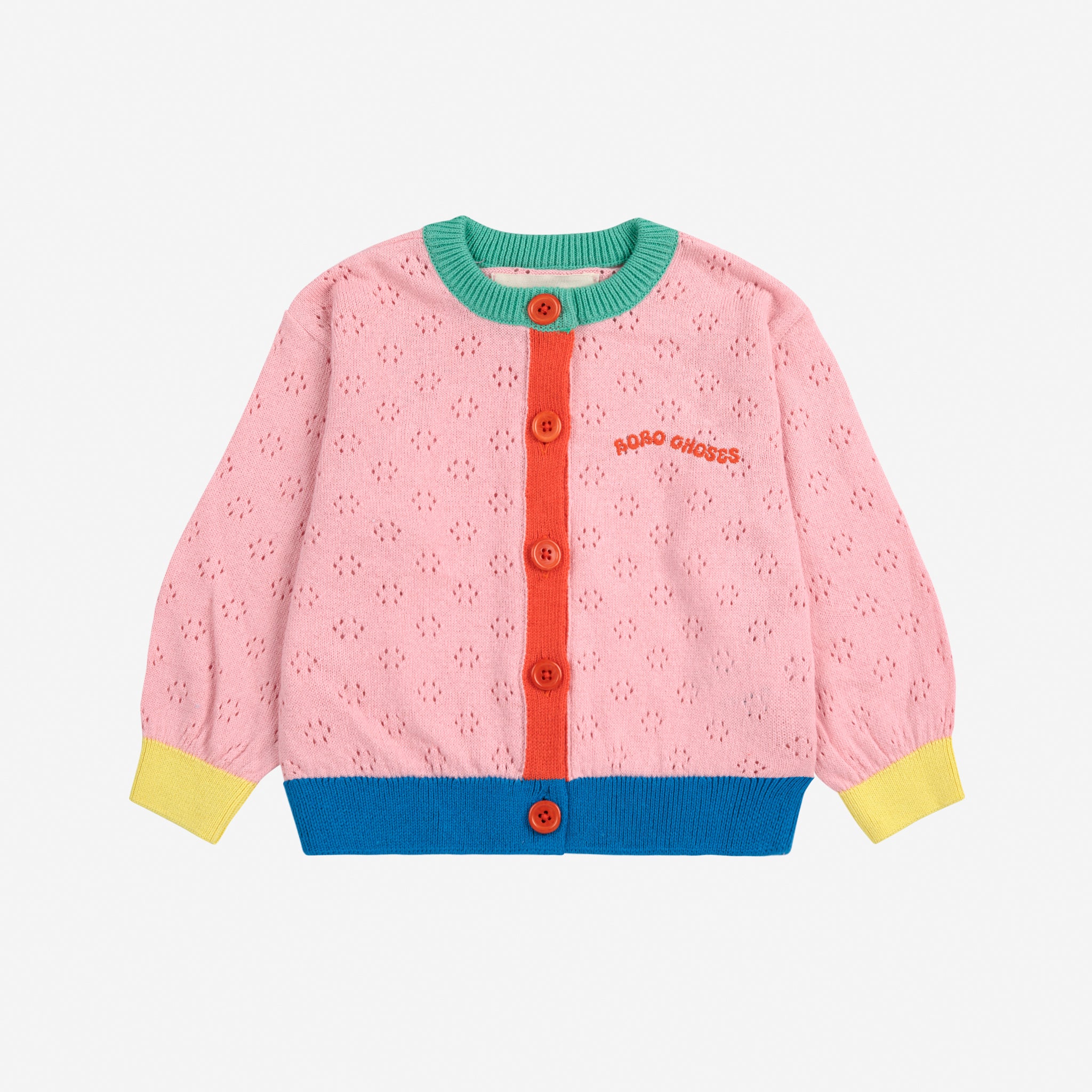 Baby Girls Light Pink Logo Embroidered Cotton Cardigan
