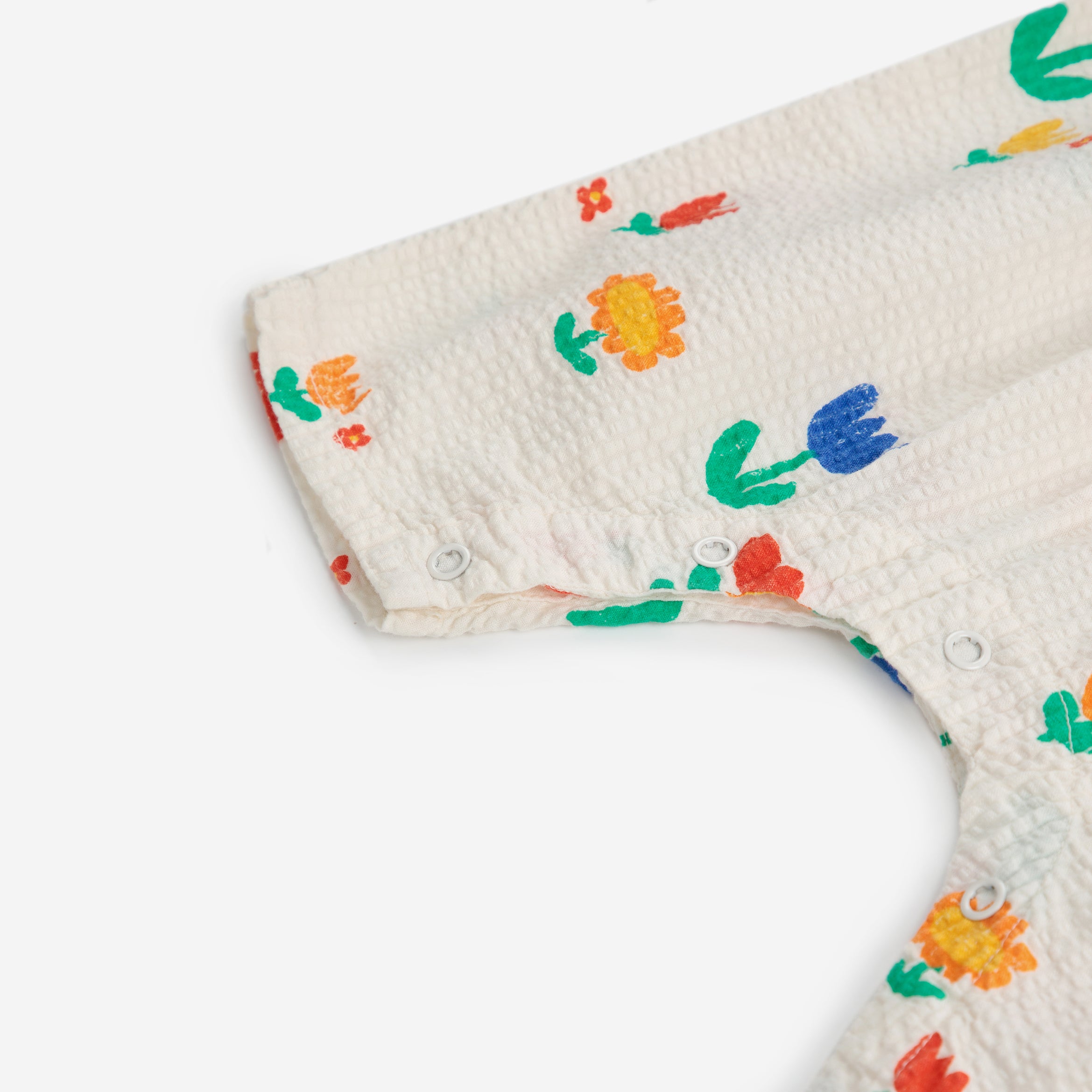 Baby Girls Offwhite Printed Flower Cotton Jumpsuit