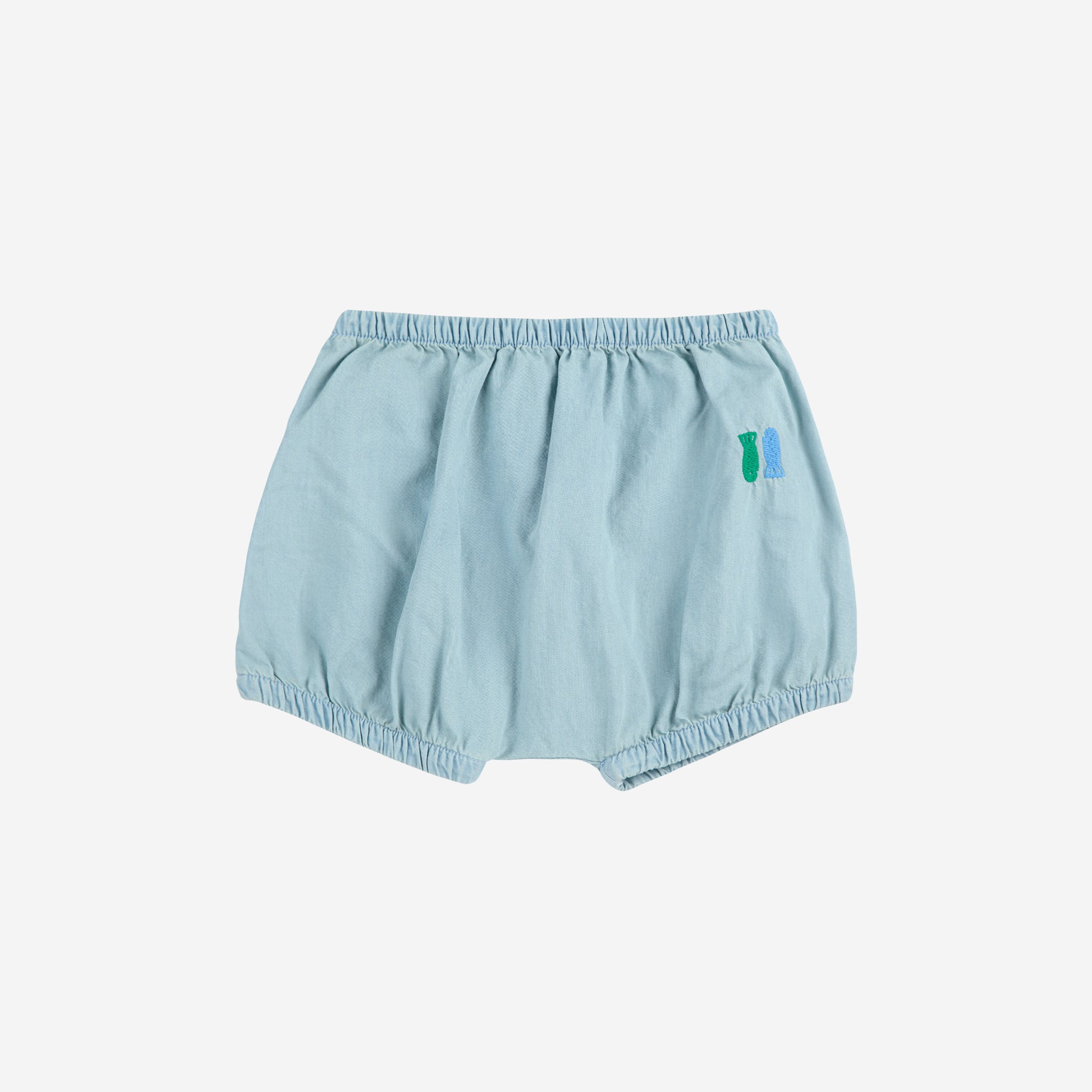 Baby Boys & Girls Light Blue Embroidery Logo Cotton Shorts