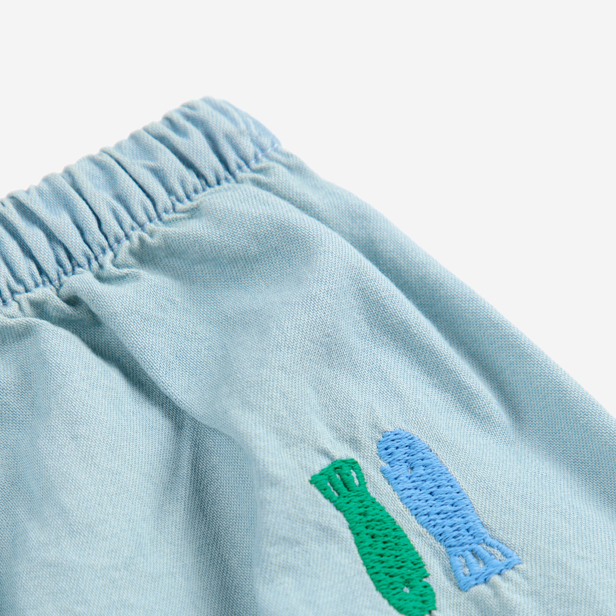 Baby Boys & Girls Light Blue Embroidery Logo Cotton Shorts