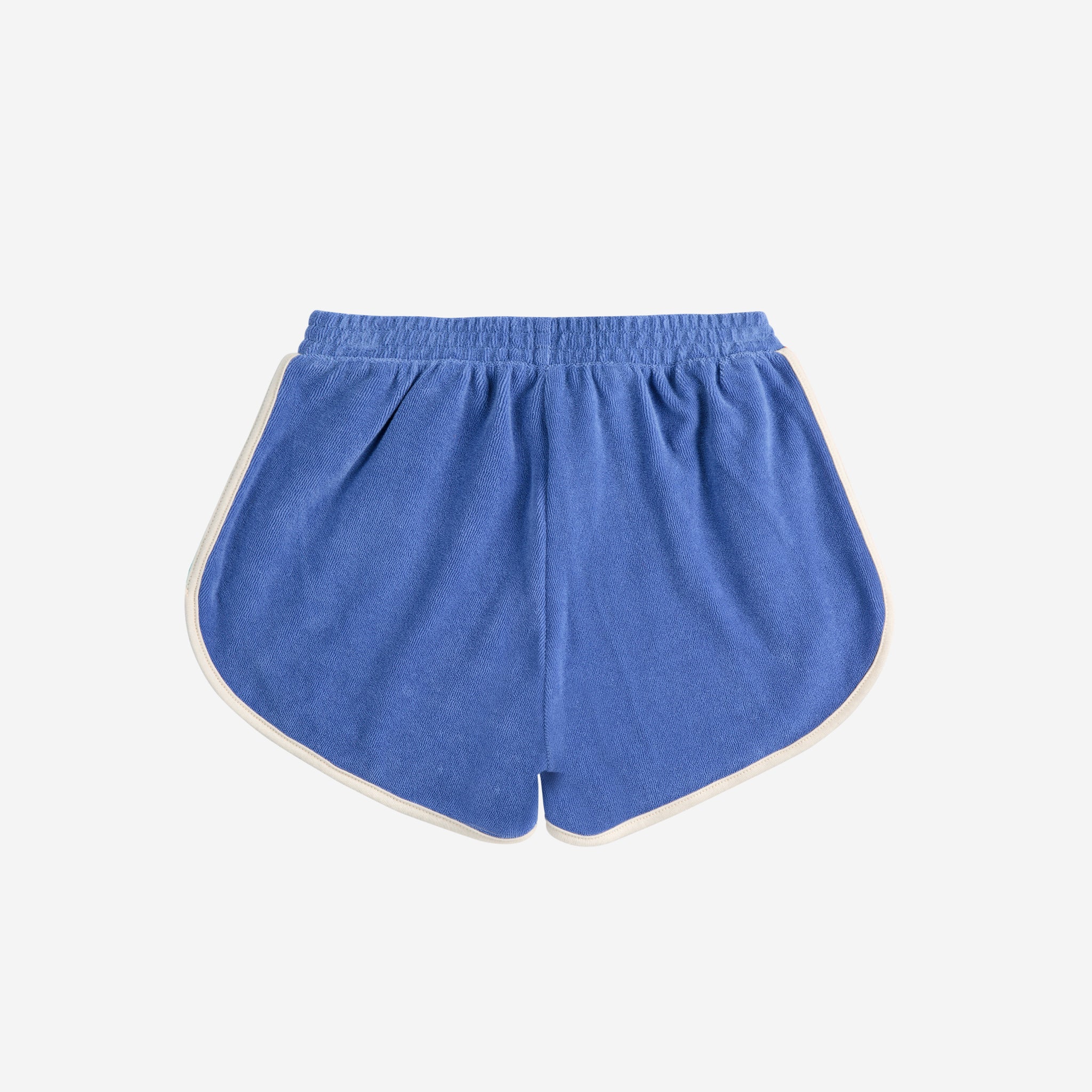 Girls Blue Embroidery Smiling Cotton Shorts