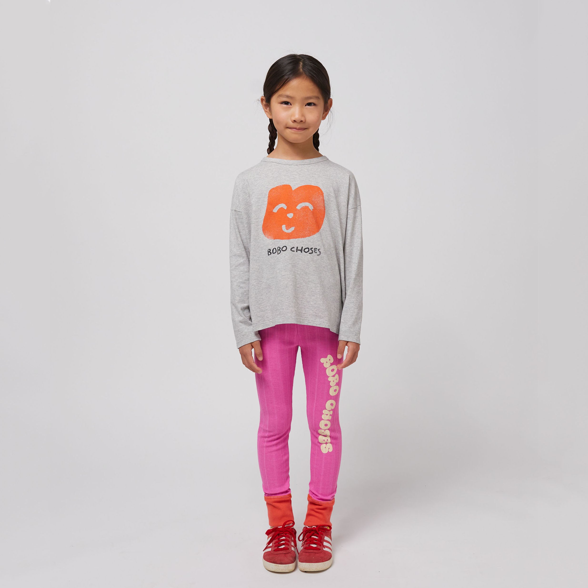 Girls Pink Printed Logo Leggings