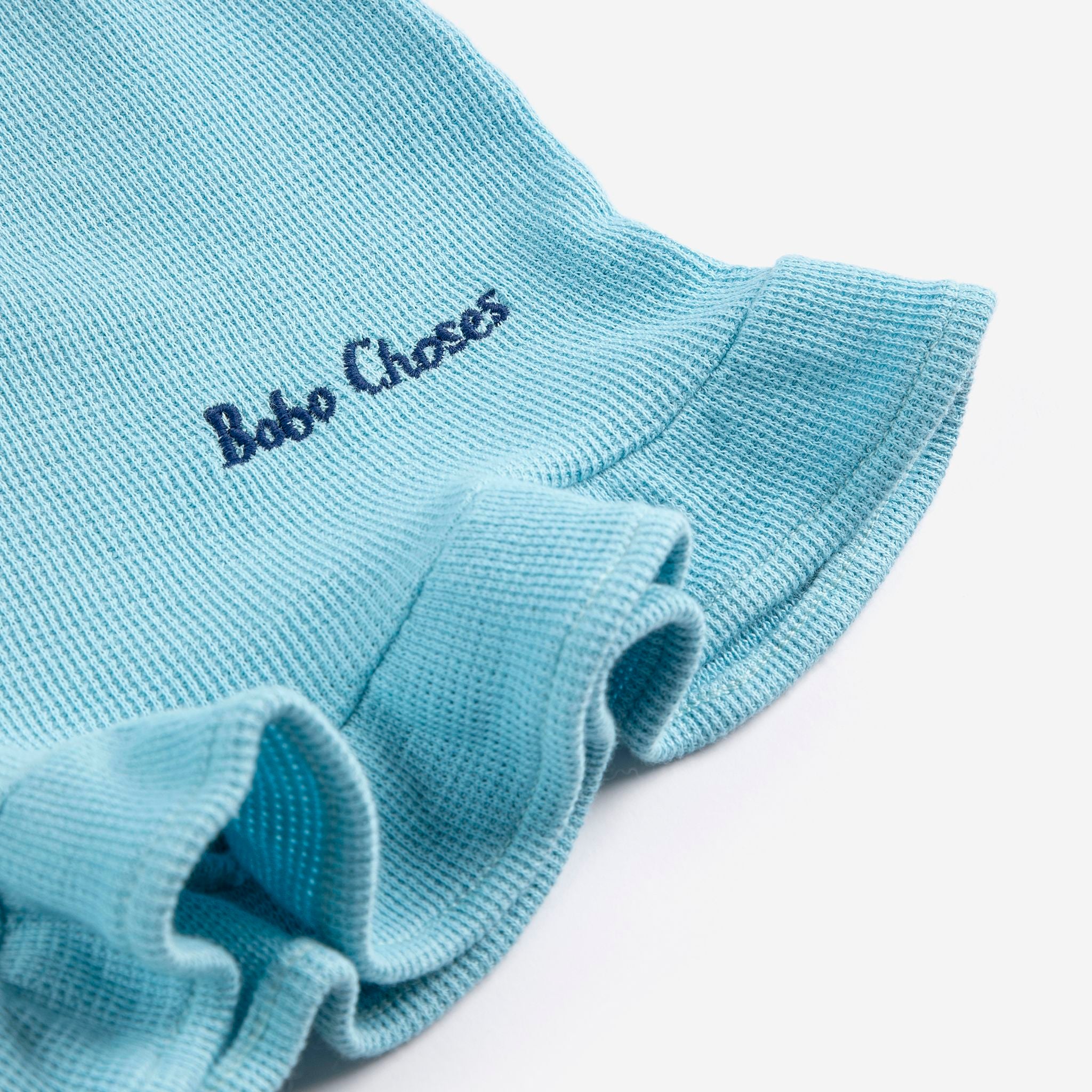 Girls Light Blue Embroidered Logo Cotton Shorts