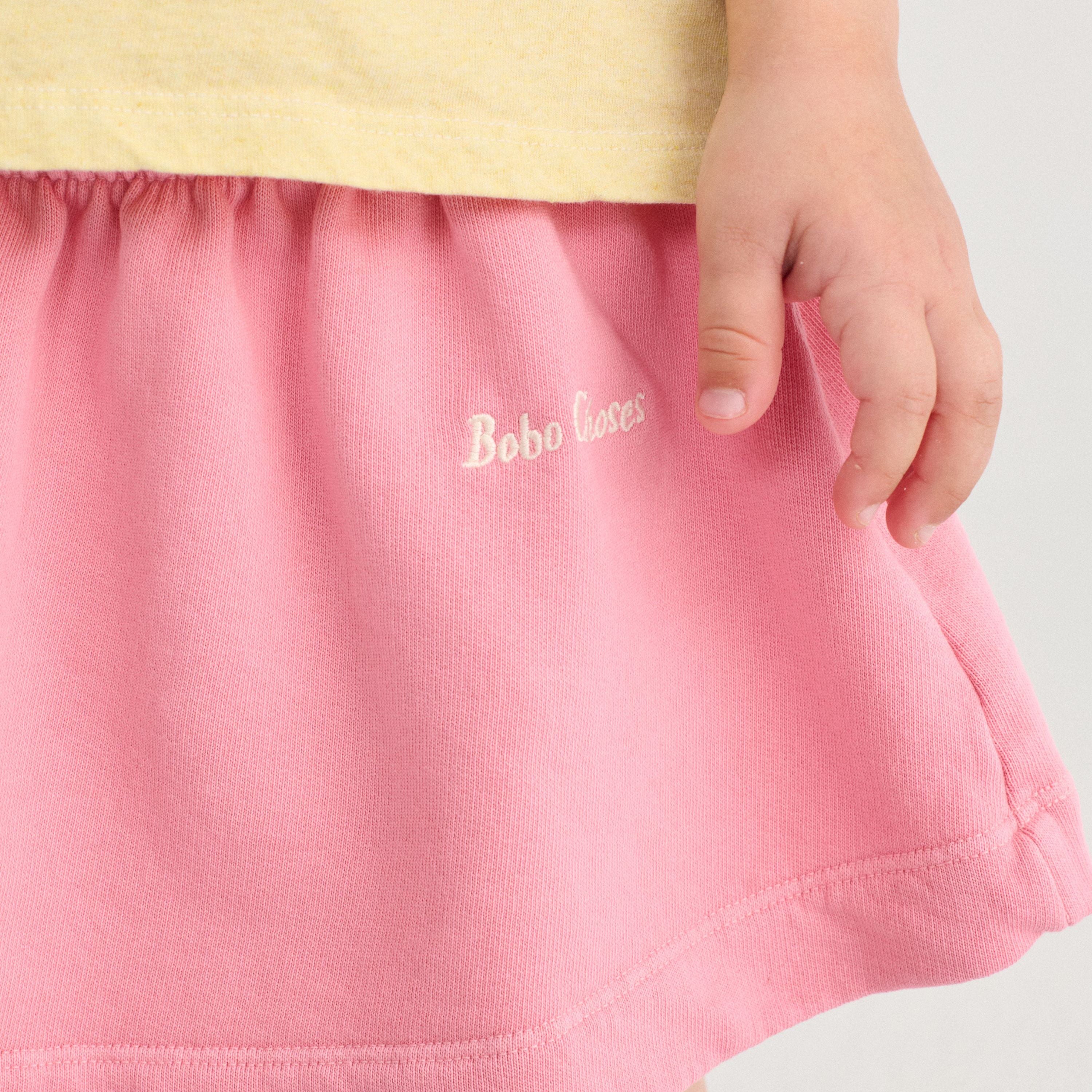 Girls Pink Embroidered Logo Cotton Skirt