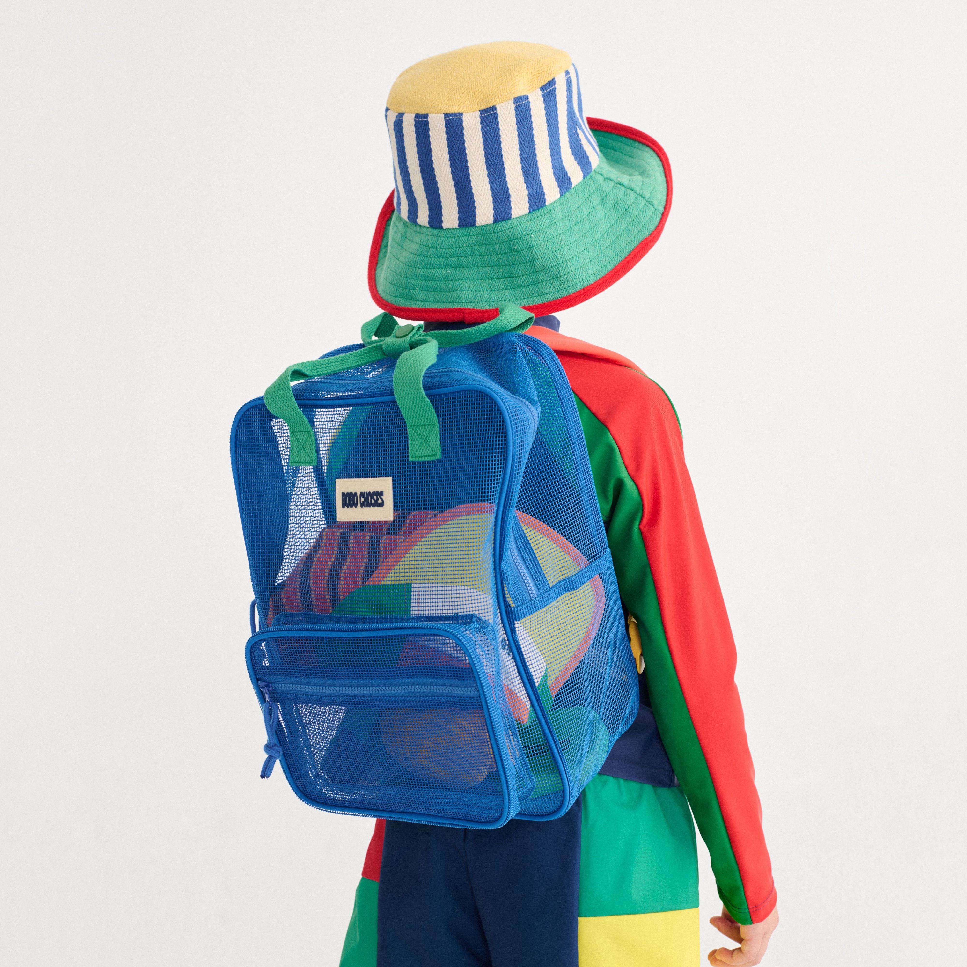 Boys & Girls Blue Mesh Backpack(Height 28 x Width 22 x Depth 9 cm)