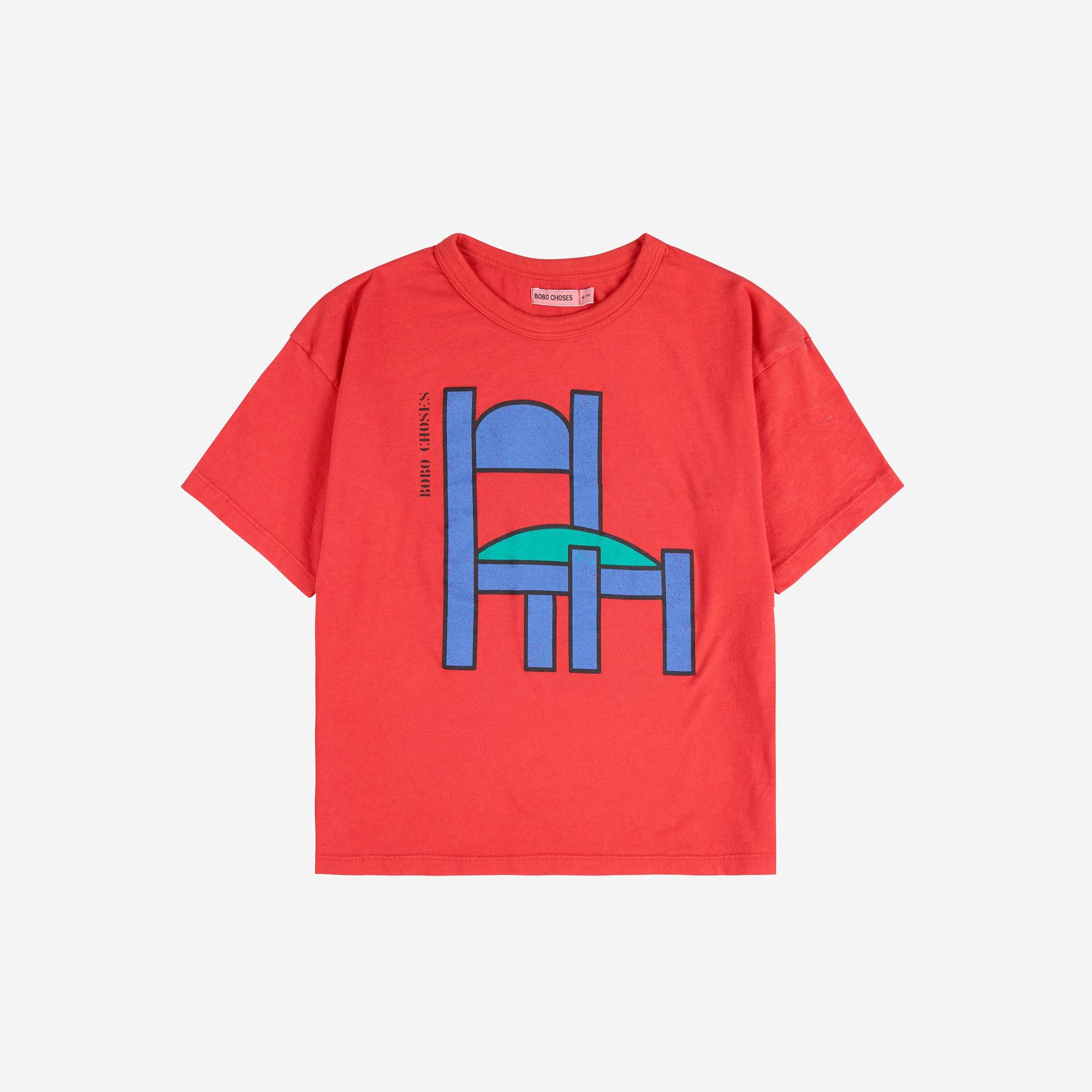 Boys & Girls Red Chair Printed Cotton T-Shirt