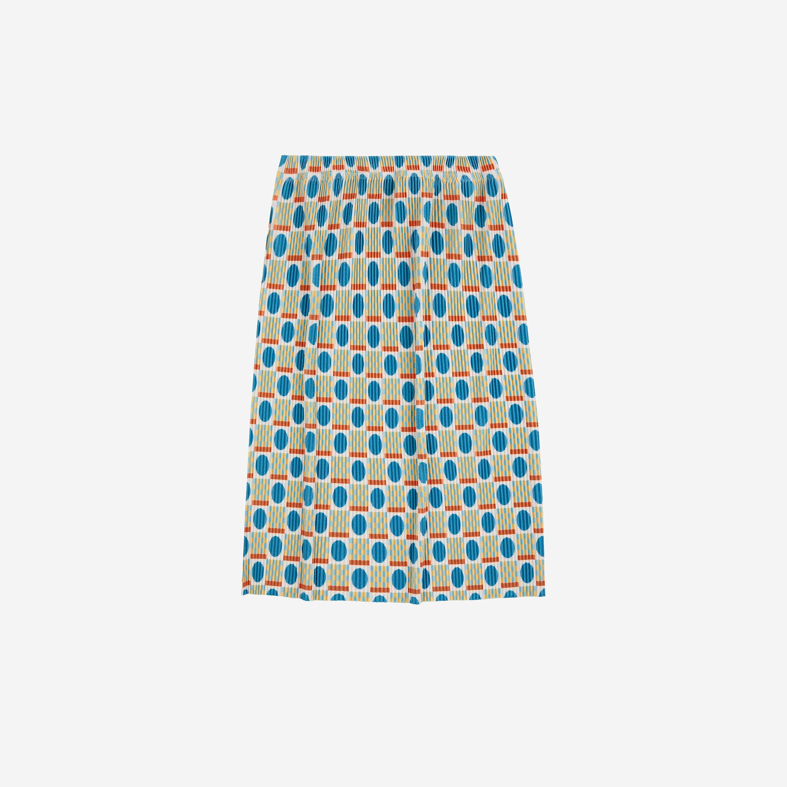 Girls Blue Dots Printed Skirt