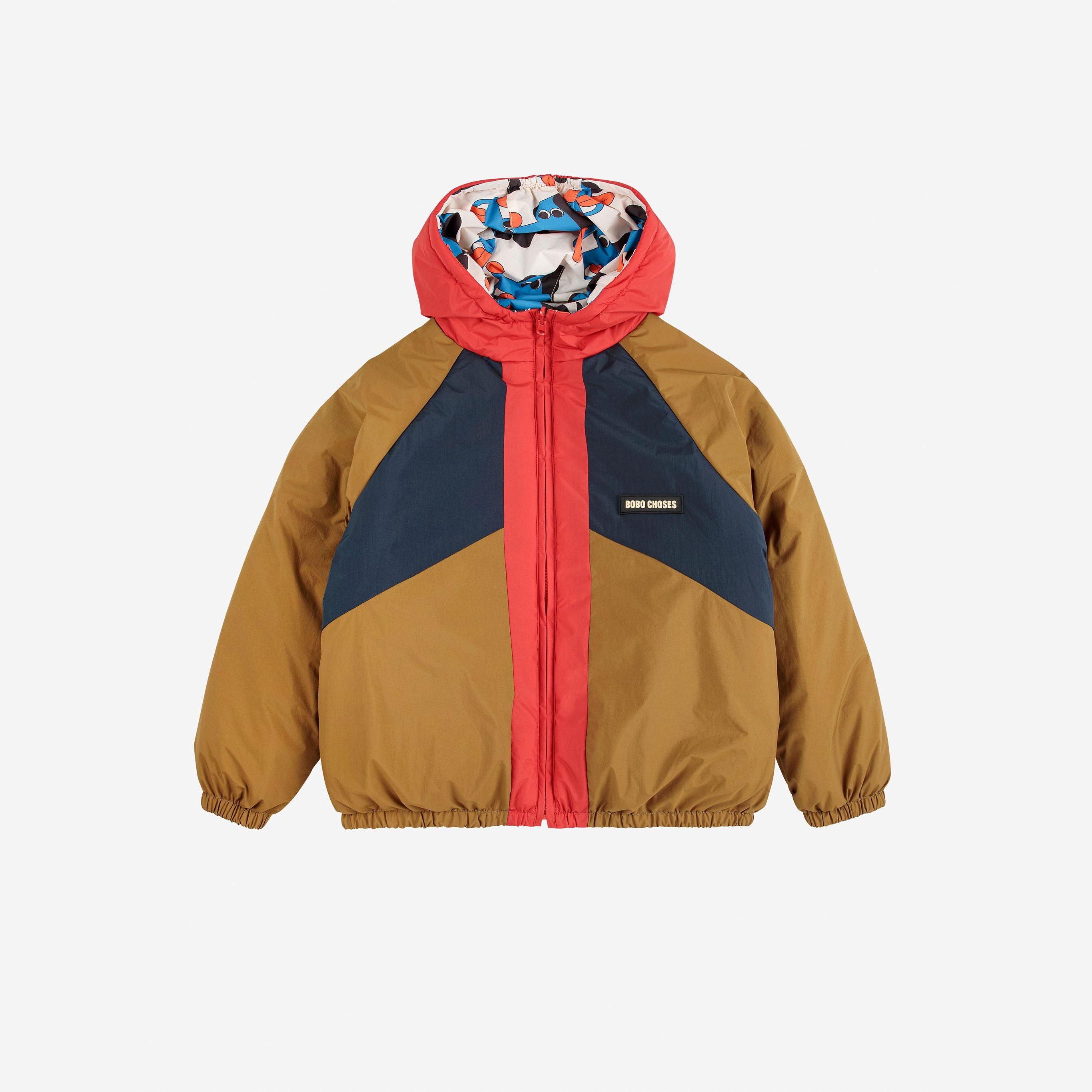 Boys & Girls Beige Dog Printed Reversible Padded Jacket