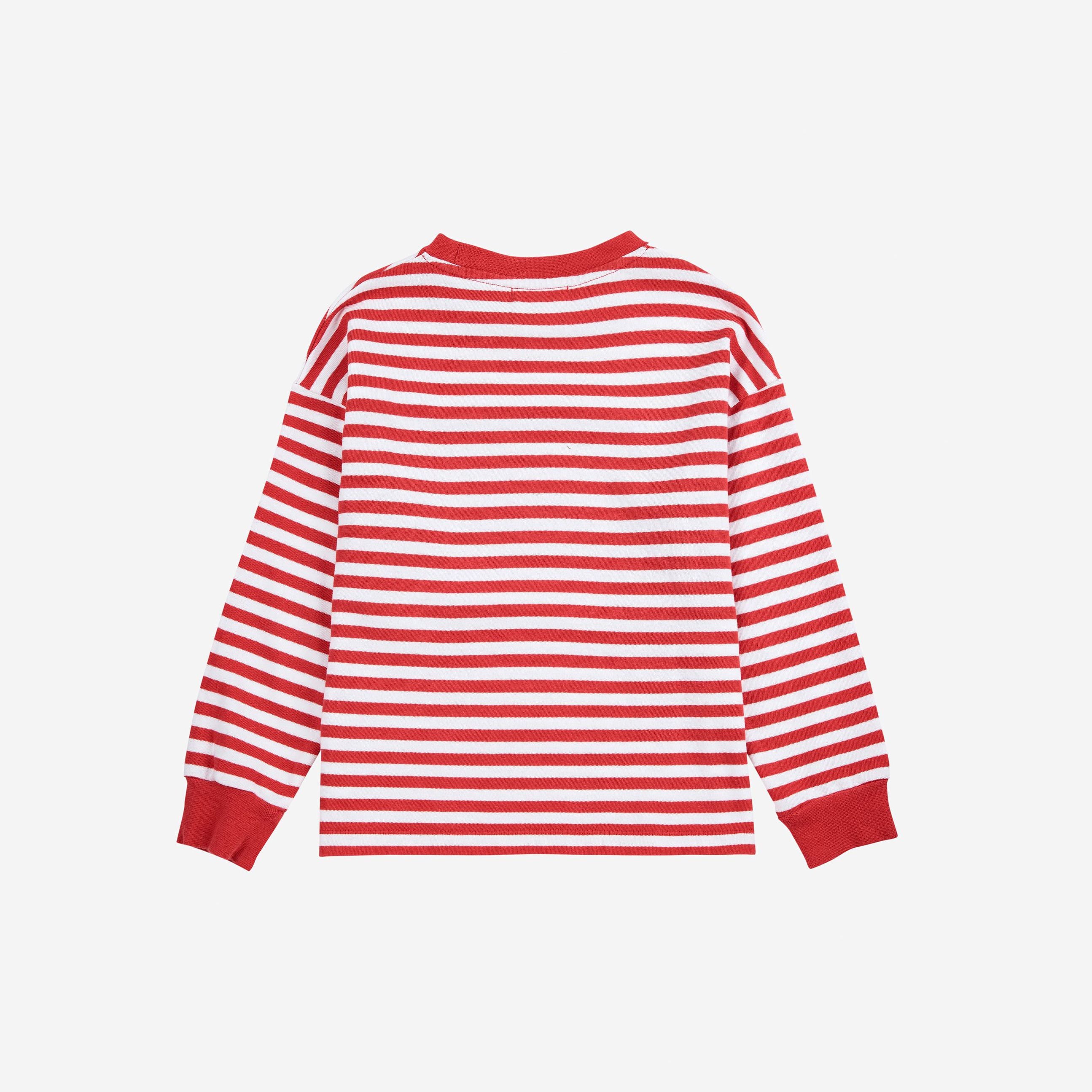 Boys & Girls Red Stripes Logo Cotton T-Shirt