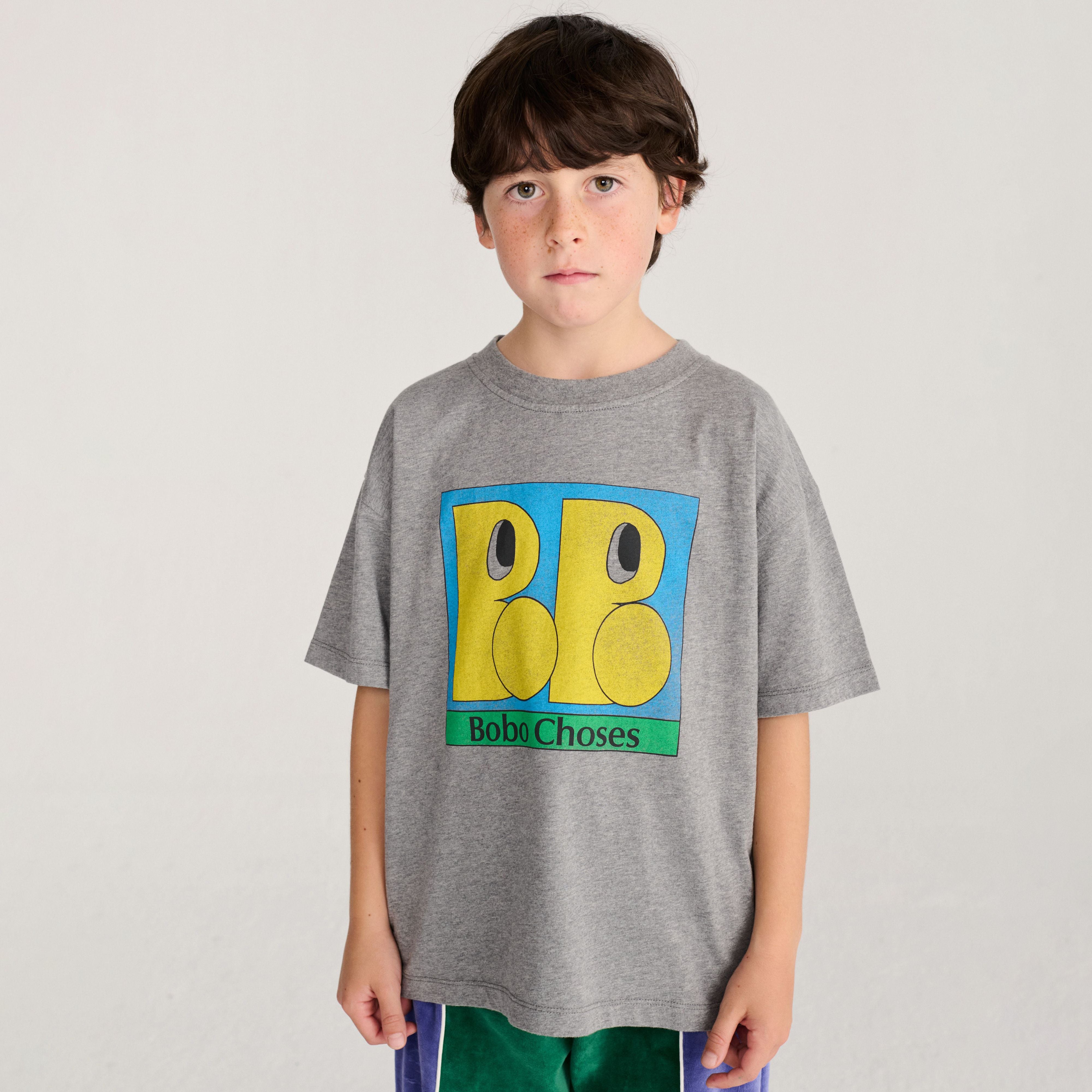 Boys & Girls Grey Printed Cotton T-Shirt