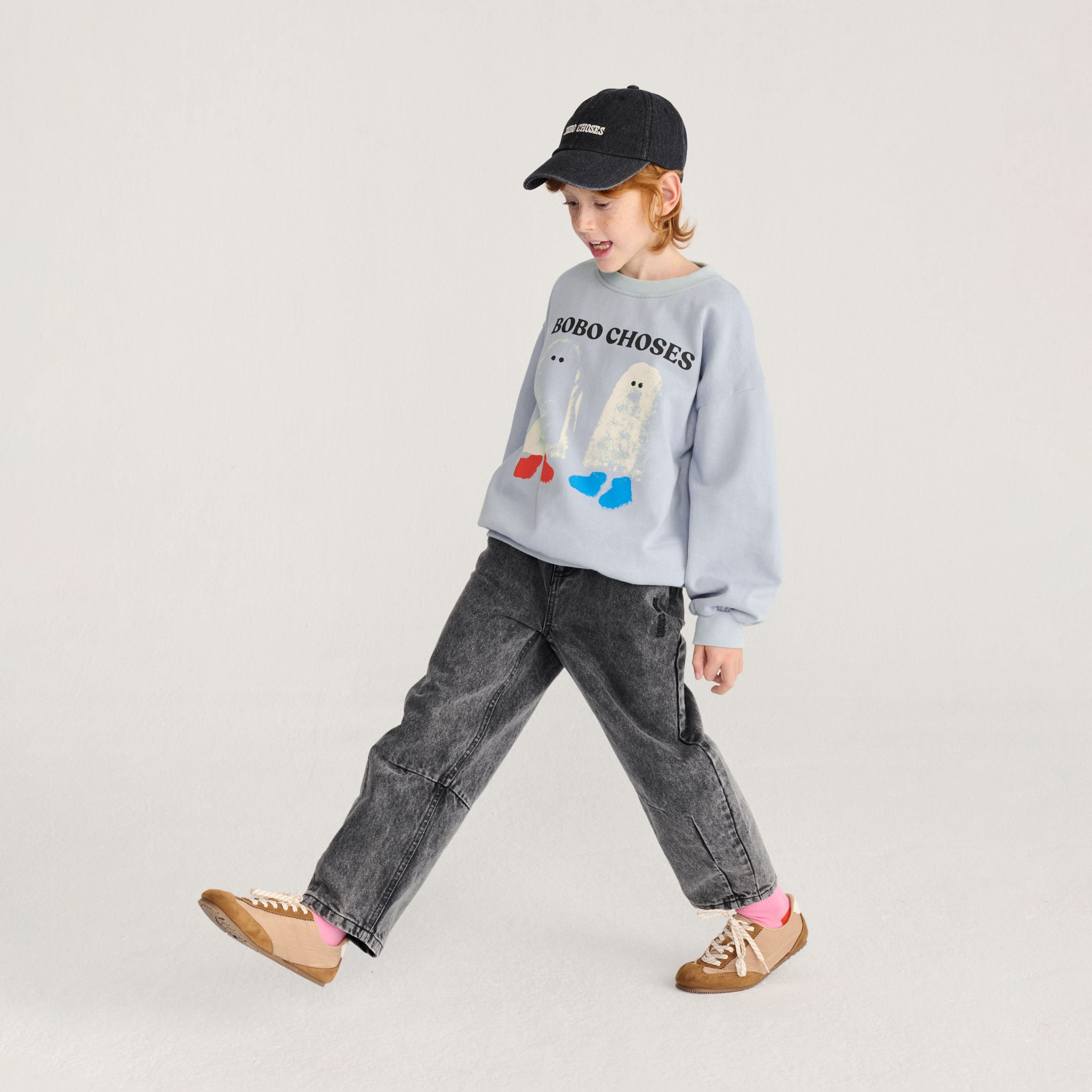 Boys & Girls Light Blue Logo Cotton Sweatshirt