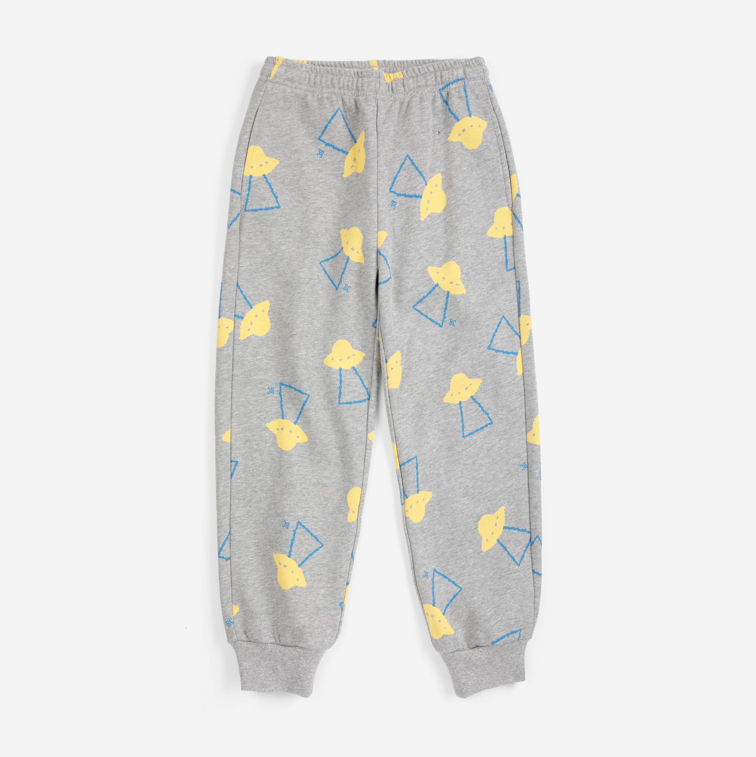Boys & Girls Grey Printed Cotton Trousers
