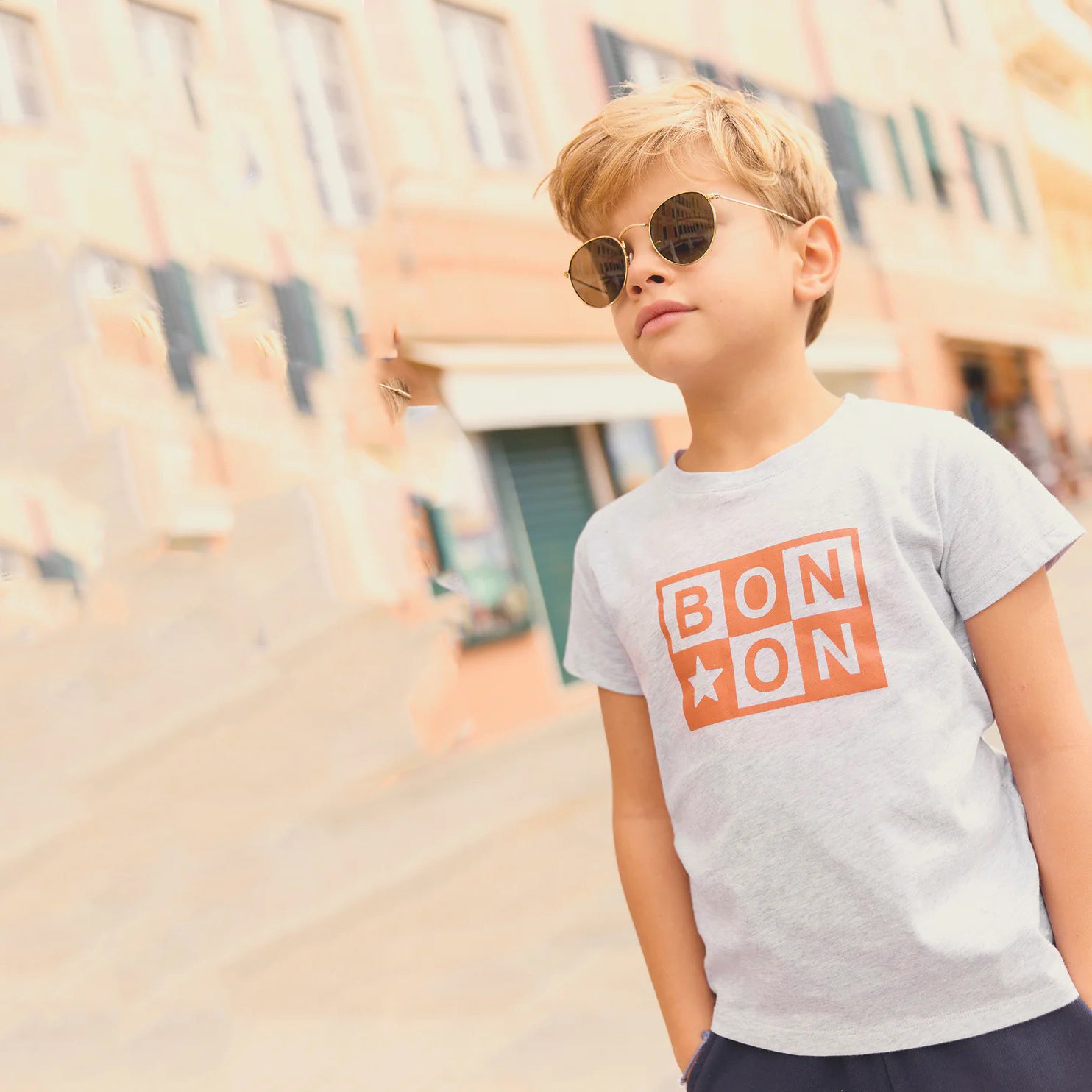 Boys Grey Printed Logo Cotton T-Shirt