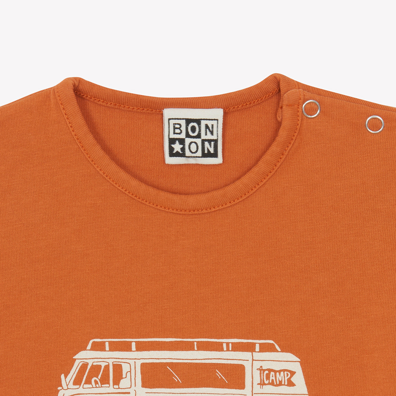 Baby Boys & Girls Orange Printed Cotton T-Shirt
