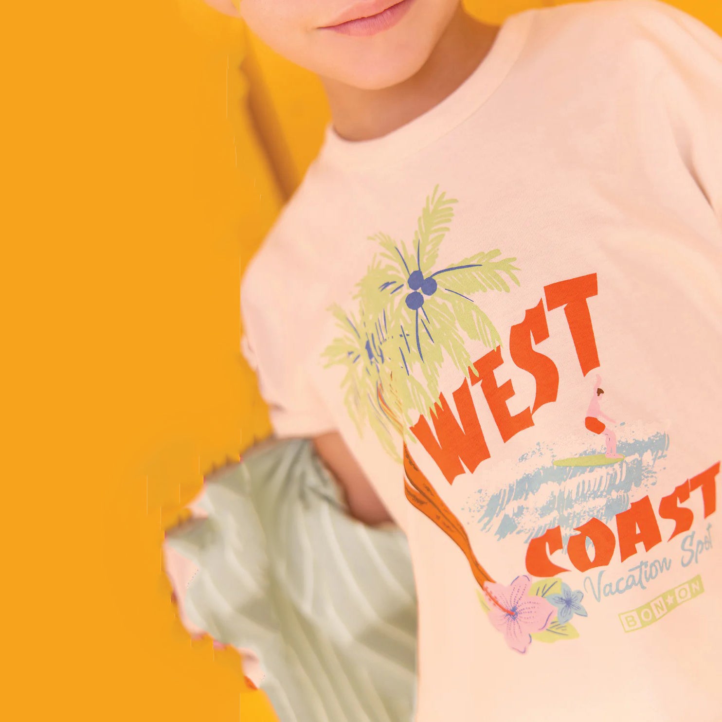 Girls Cream Logo Print Cotton T-Shirt