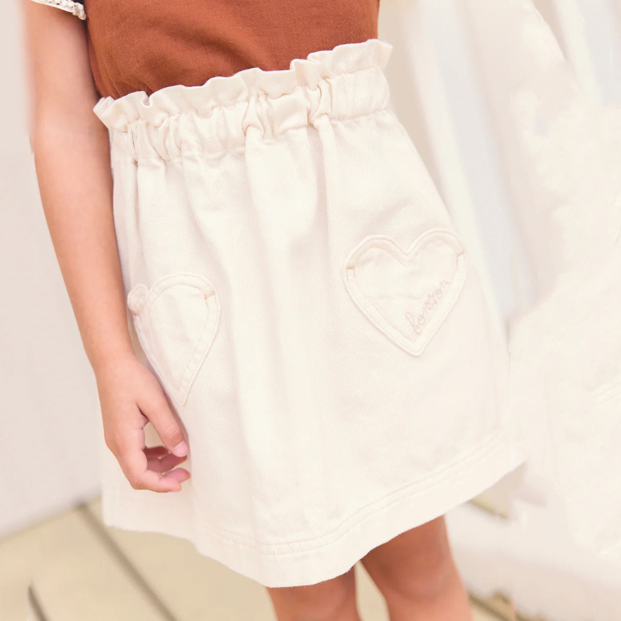 Girls Beige Cotton Skirt