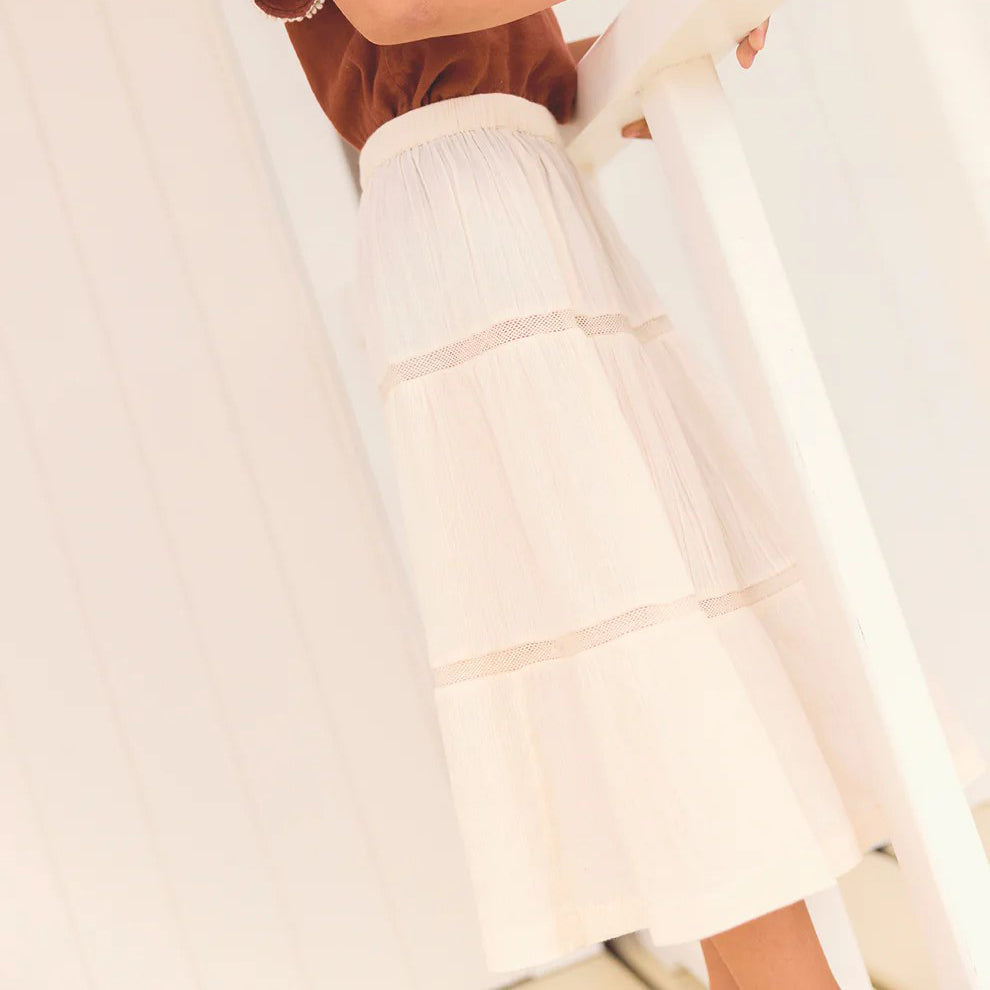 Girls Beige Cotton Skirt