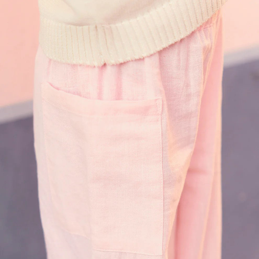 Girls Pink Cotton Loose Trousers