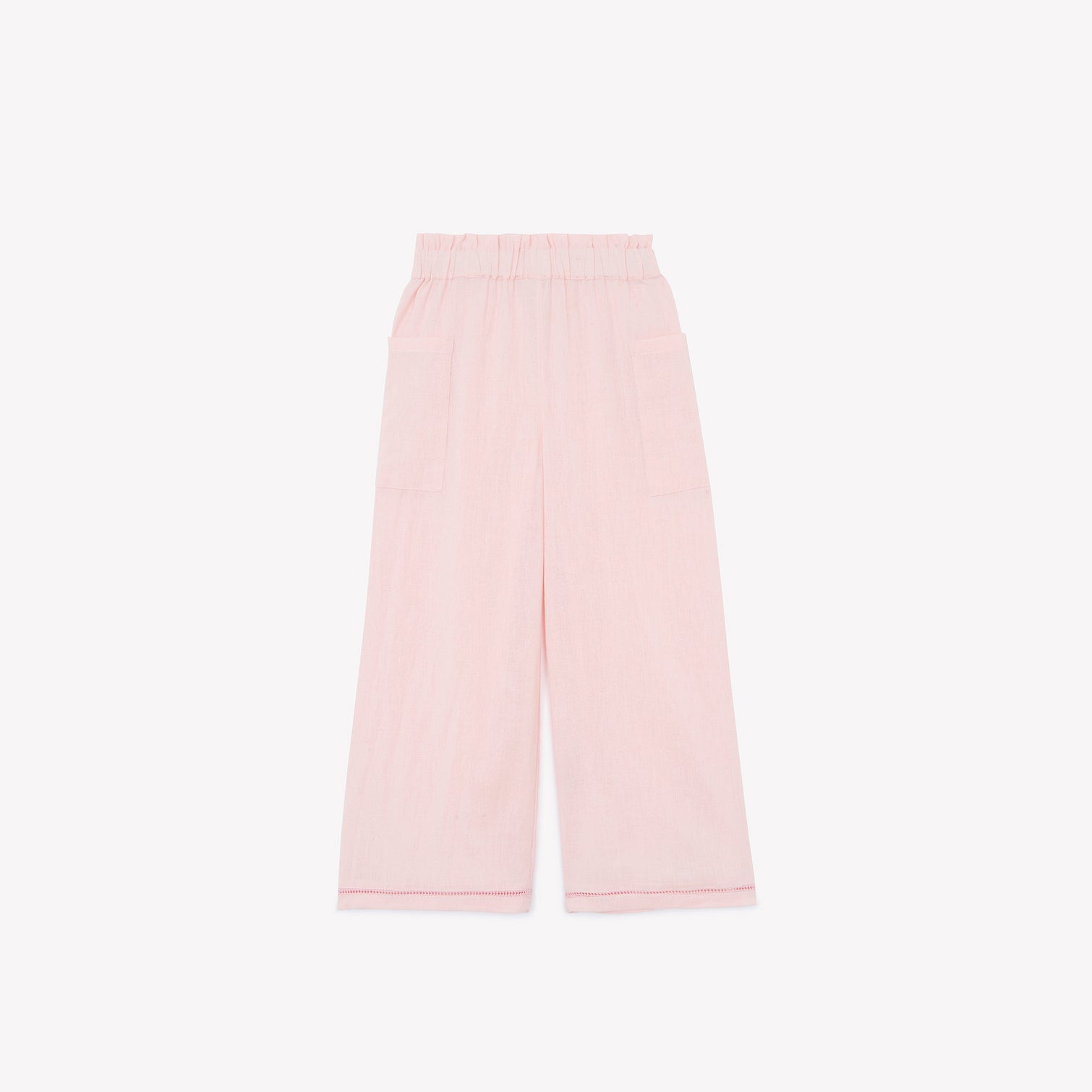 Girls Pink Cotton Loose Trousers