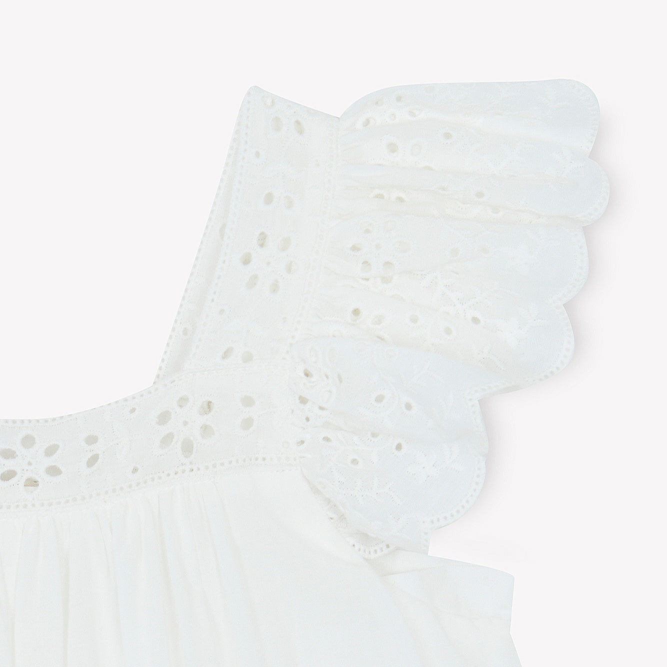 Girls White Embroidered Cotton Dress