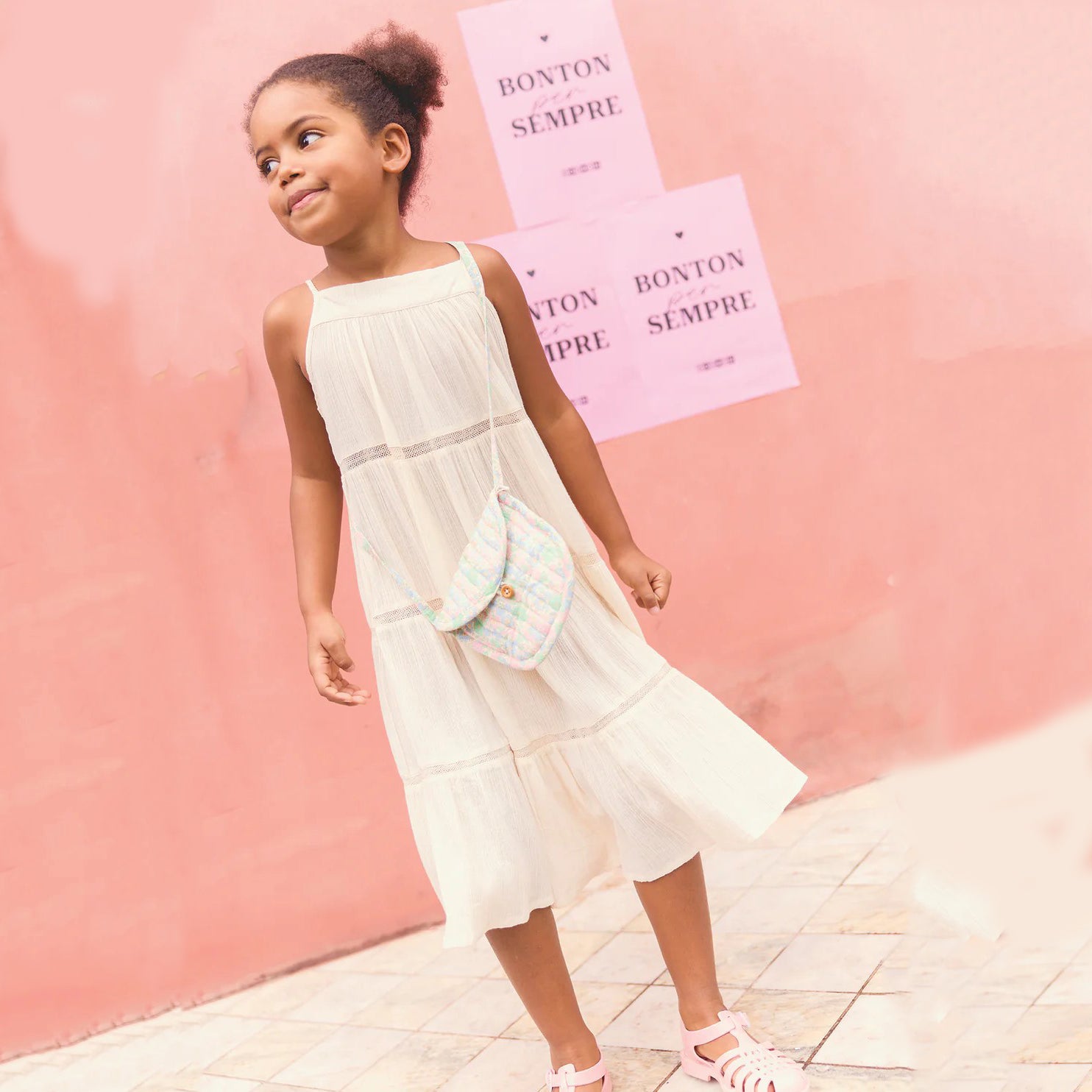 Girls Cream Yellow Cotton Dress