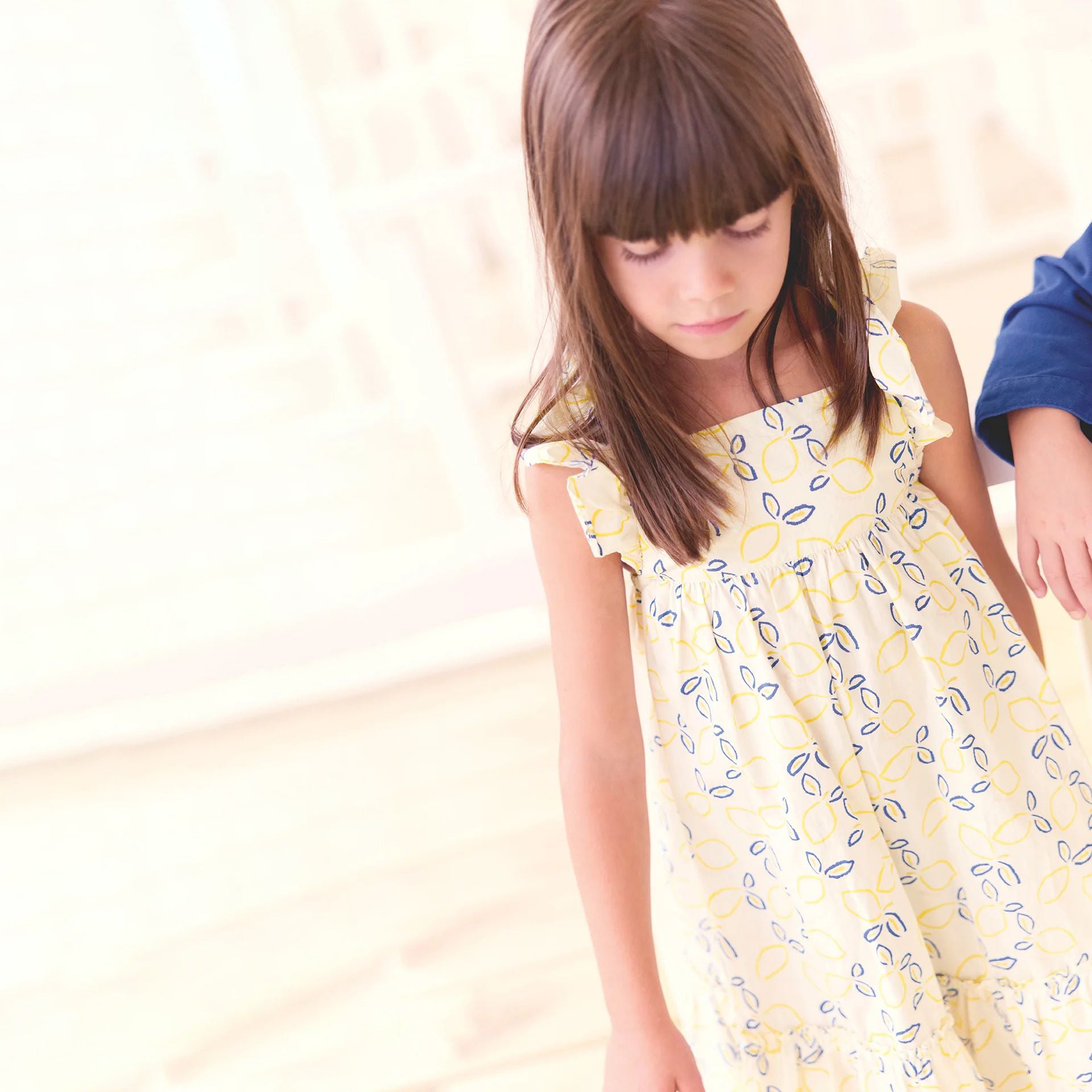 Girls Ivory Printed Cotton Dress