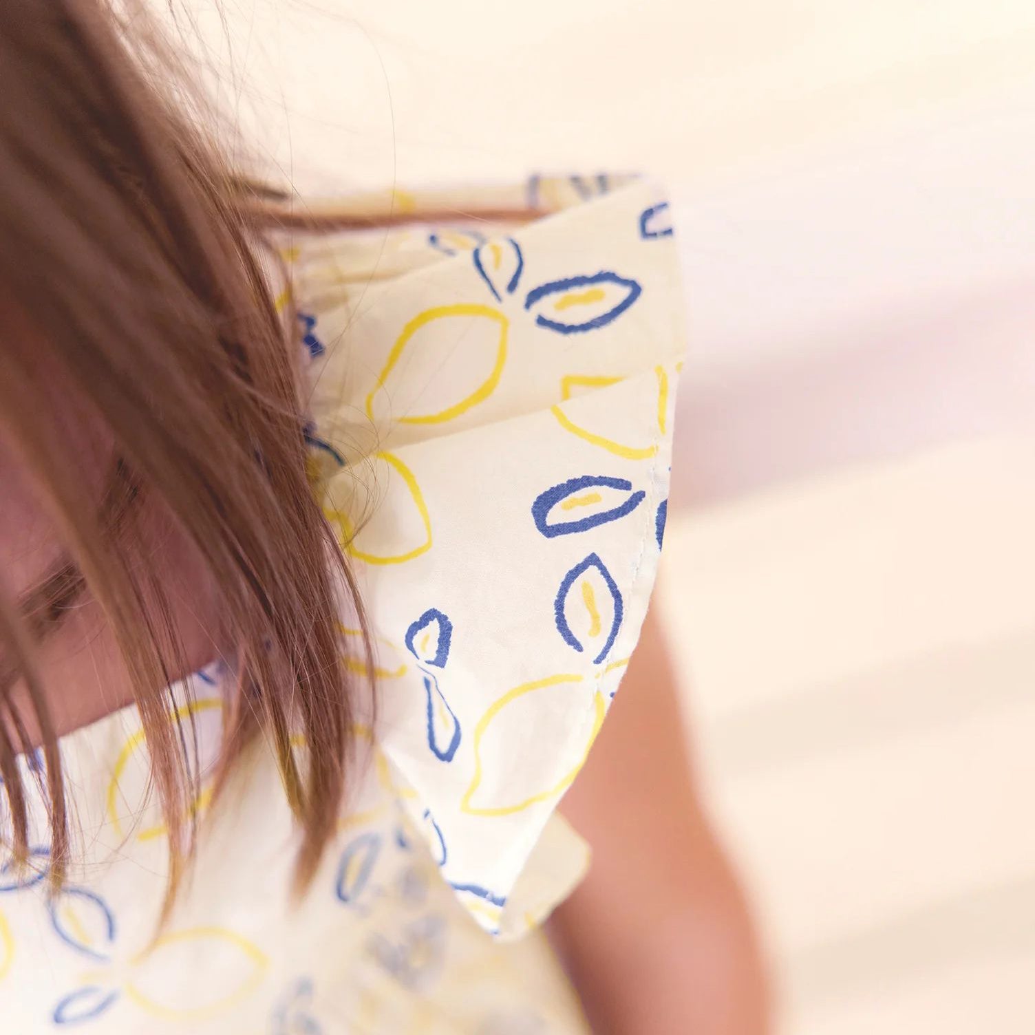 Girls Ivory Printed Cotton Dress