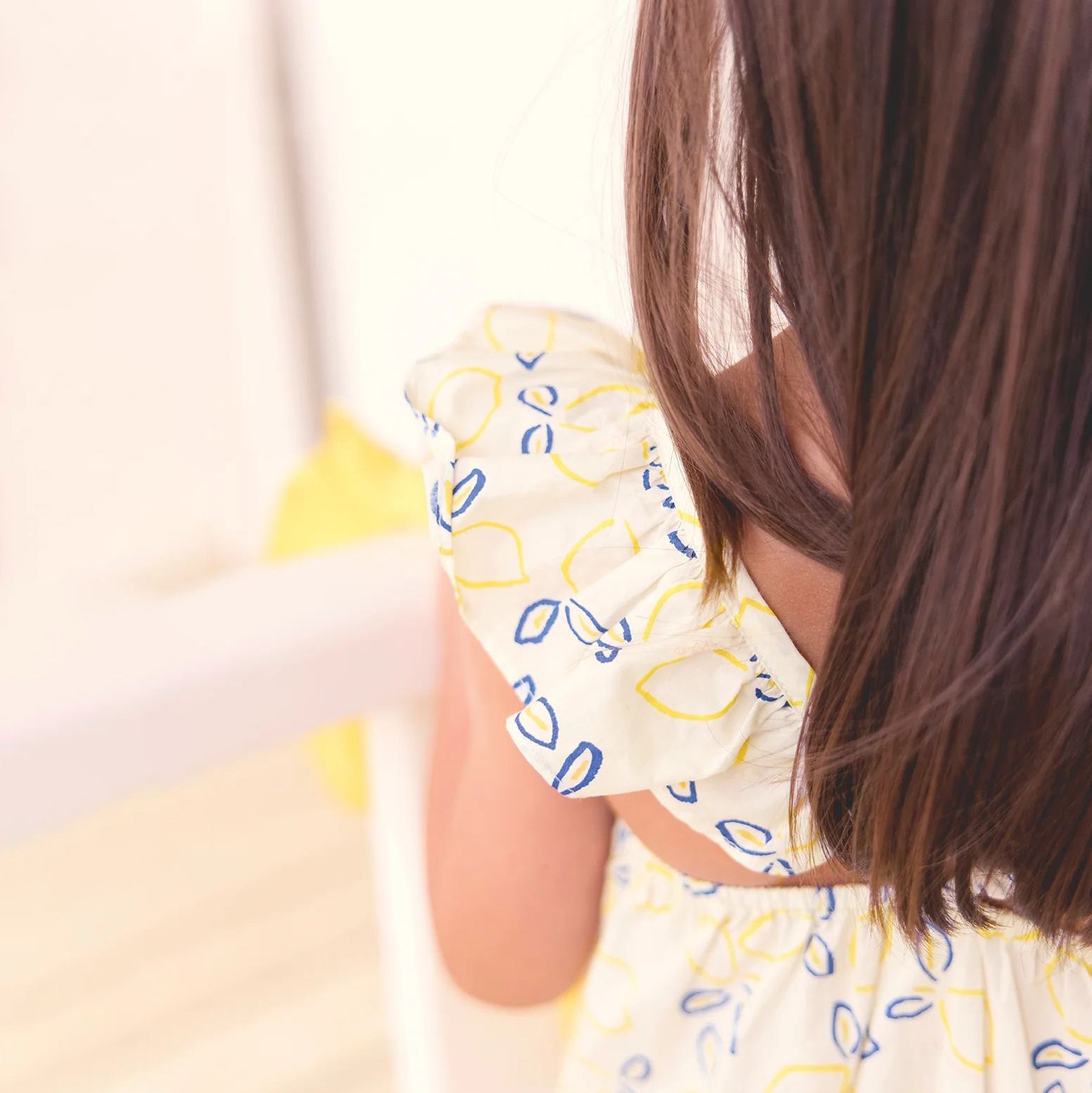 Girls Ivory Printed Cotton Dress