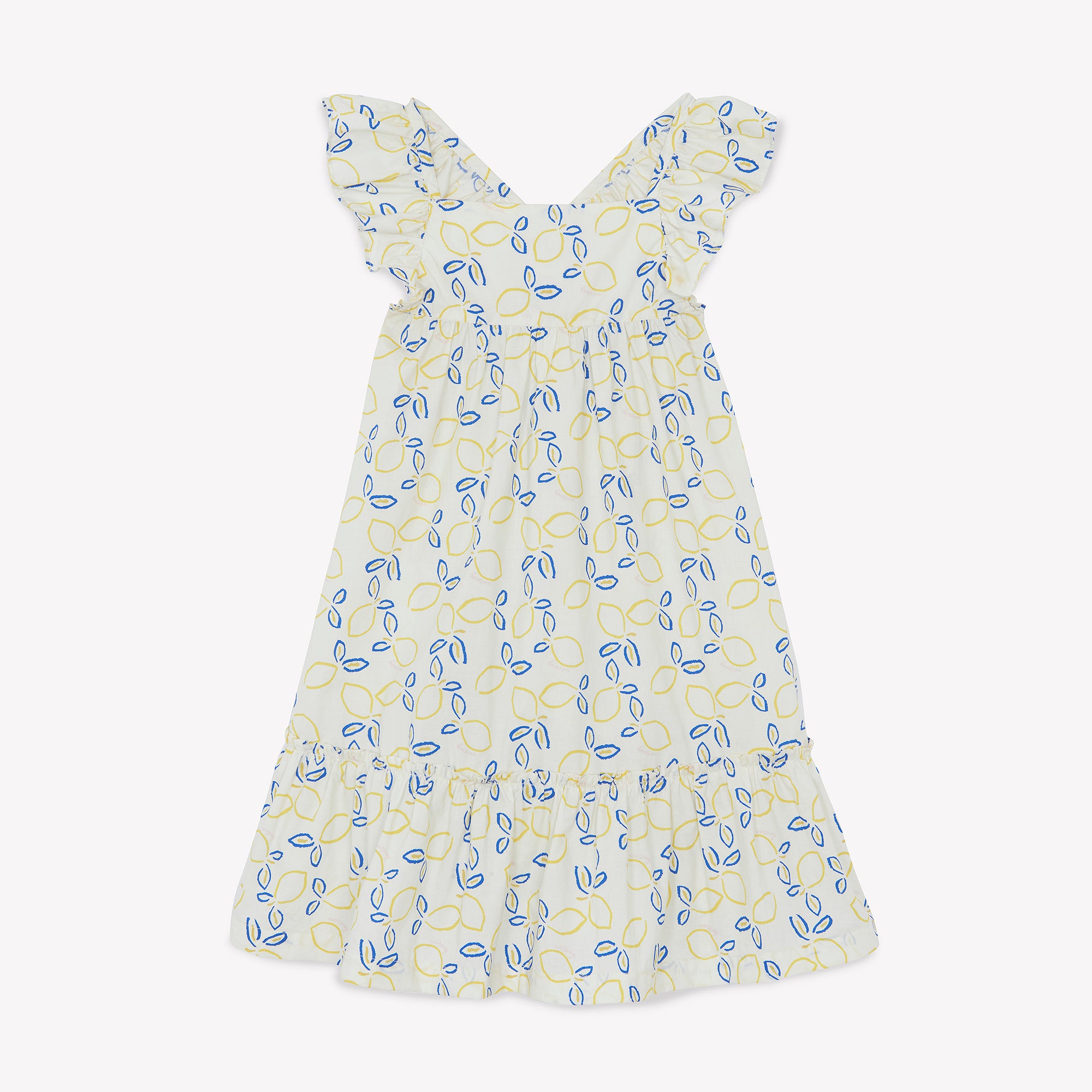 Girls Ivory Printed Cotton Dress