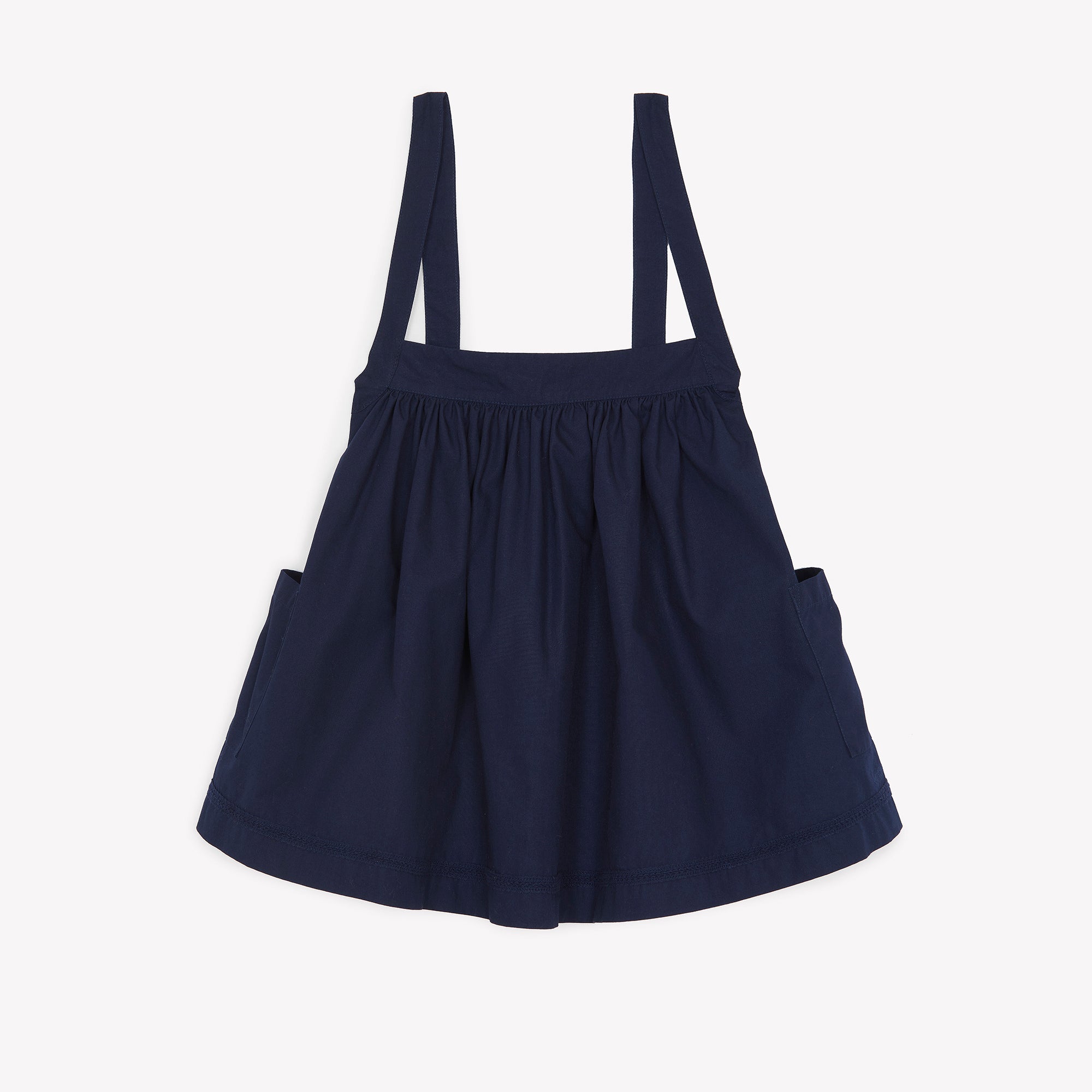 Girls Dark Blue Cotton Strap Dress