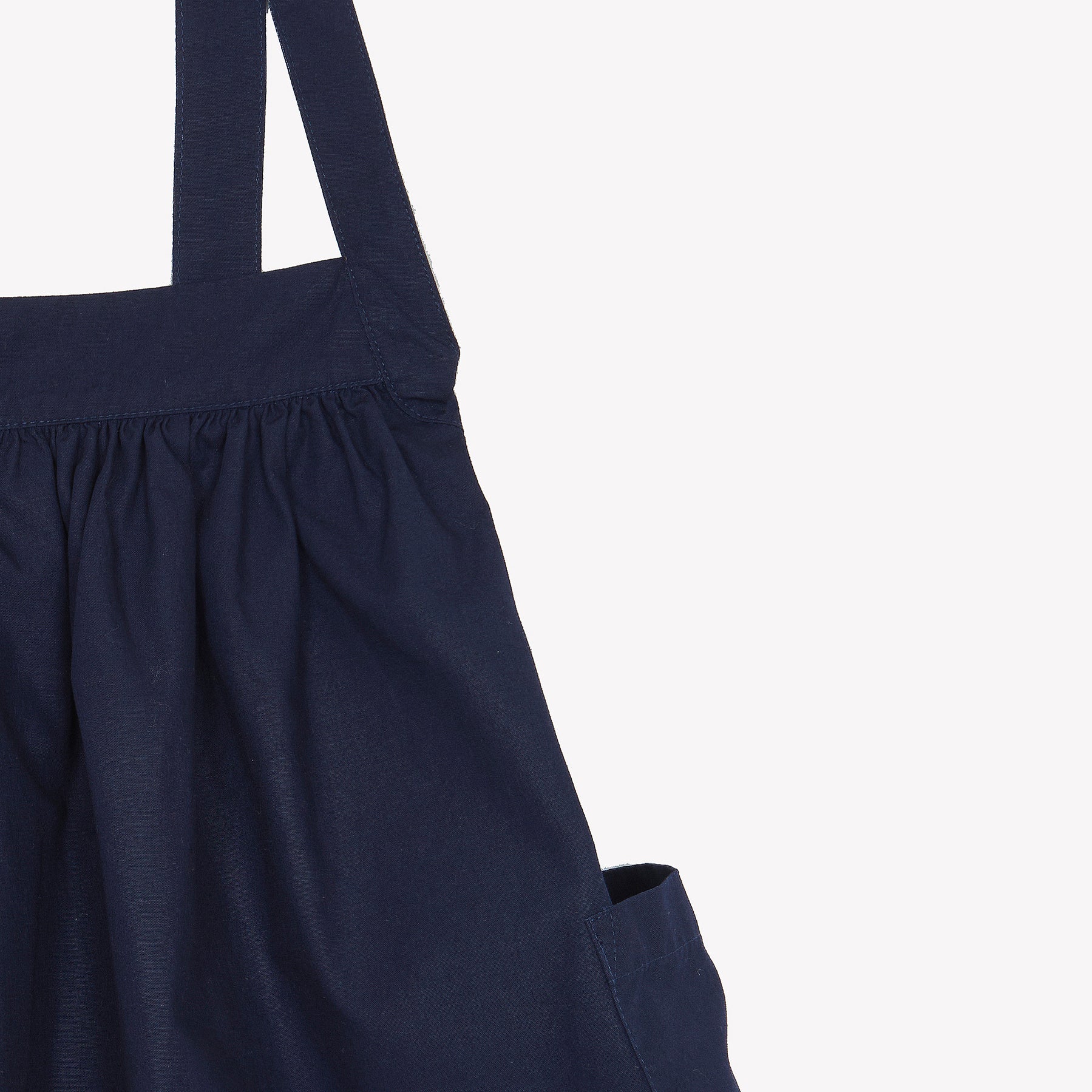 Girls Dark Blue Cotton Strap Dress