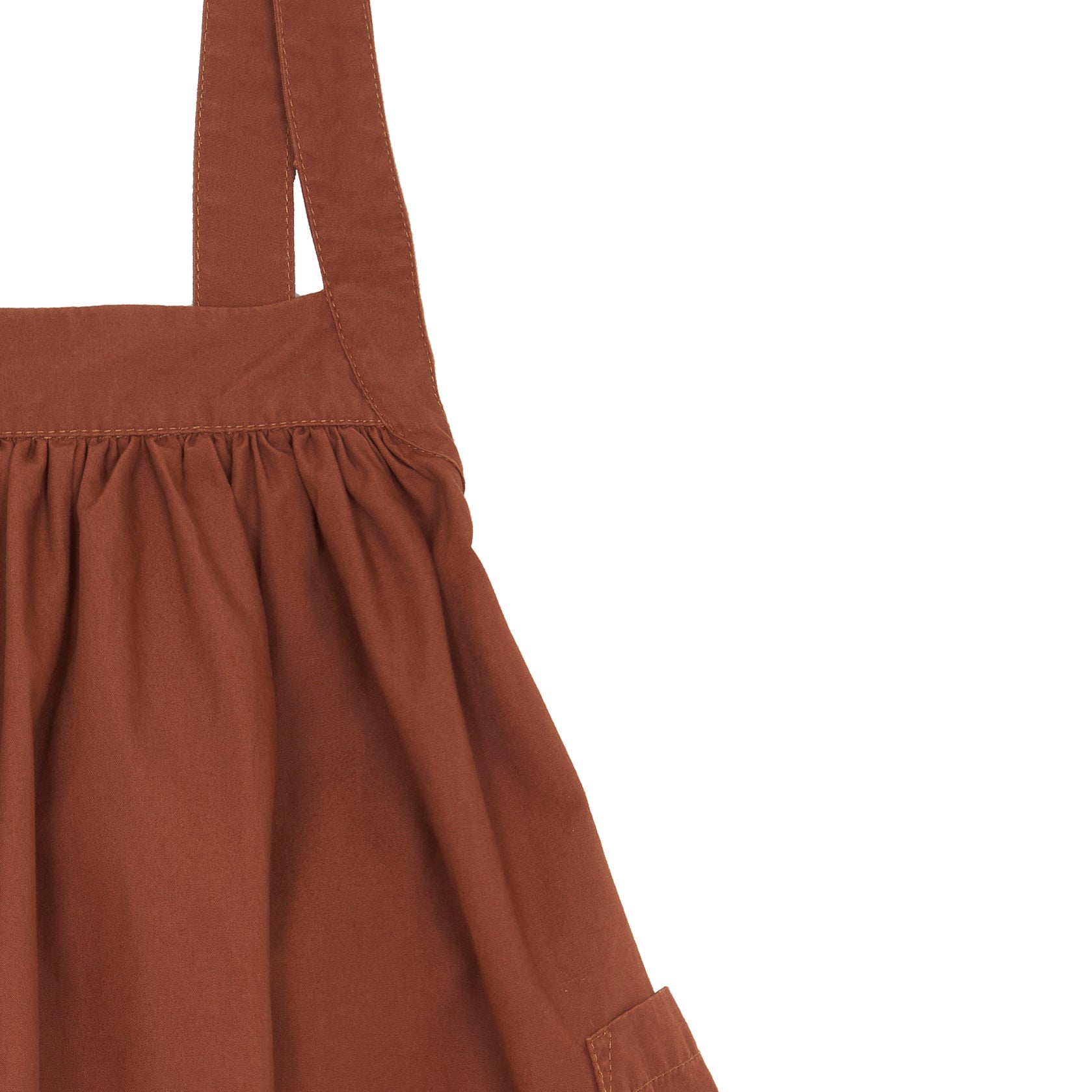 Girls Brown Cotton Strap Dress