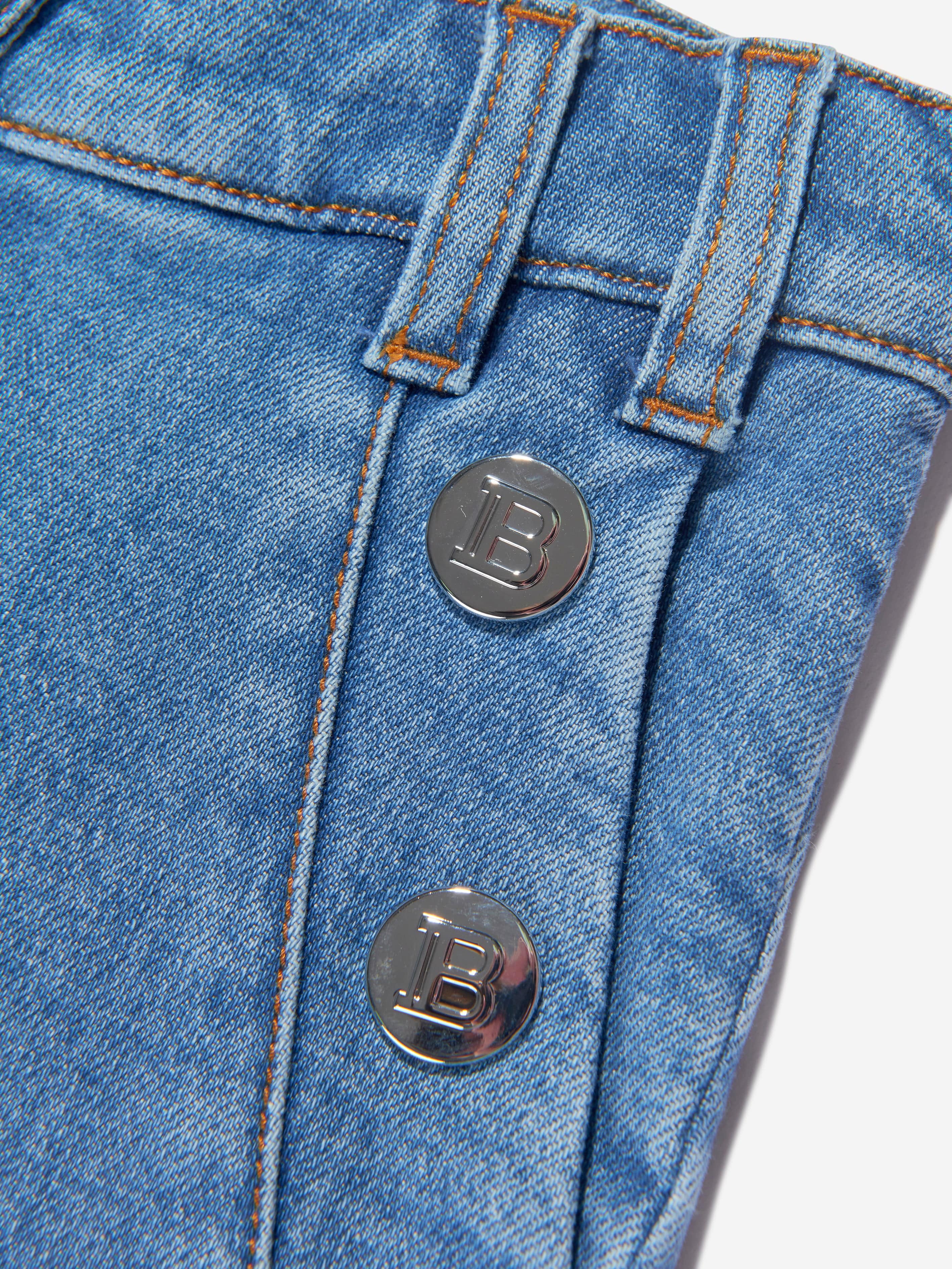 Balmain Girls Denim Shorts in Blue