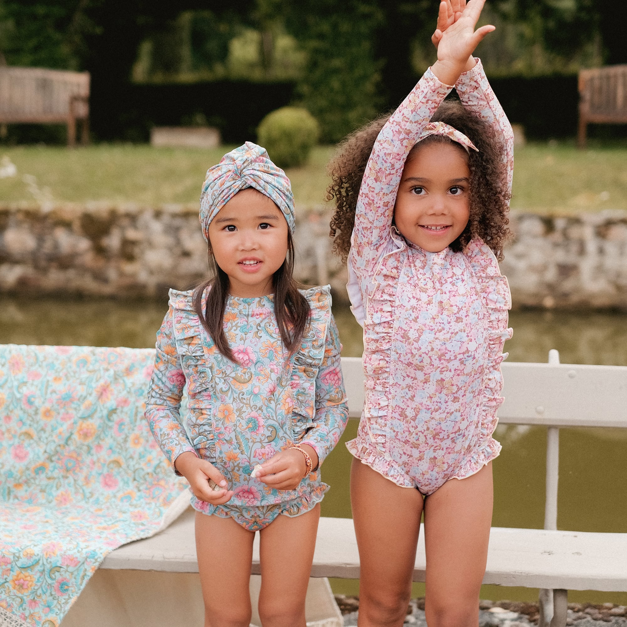 Girls Pink Floral Swimsuit