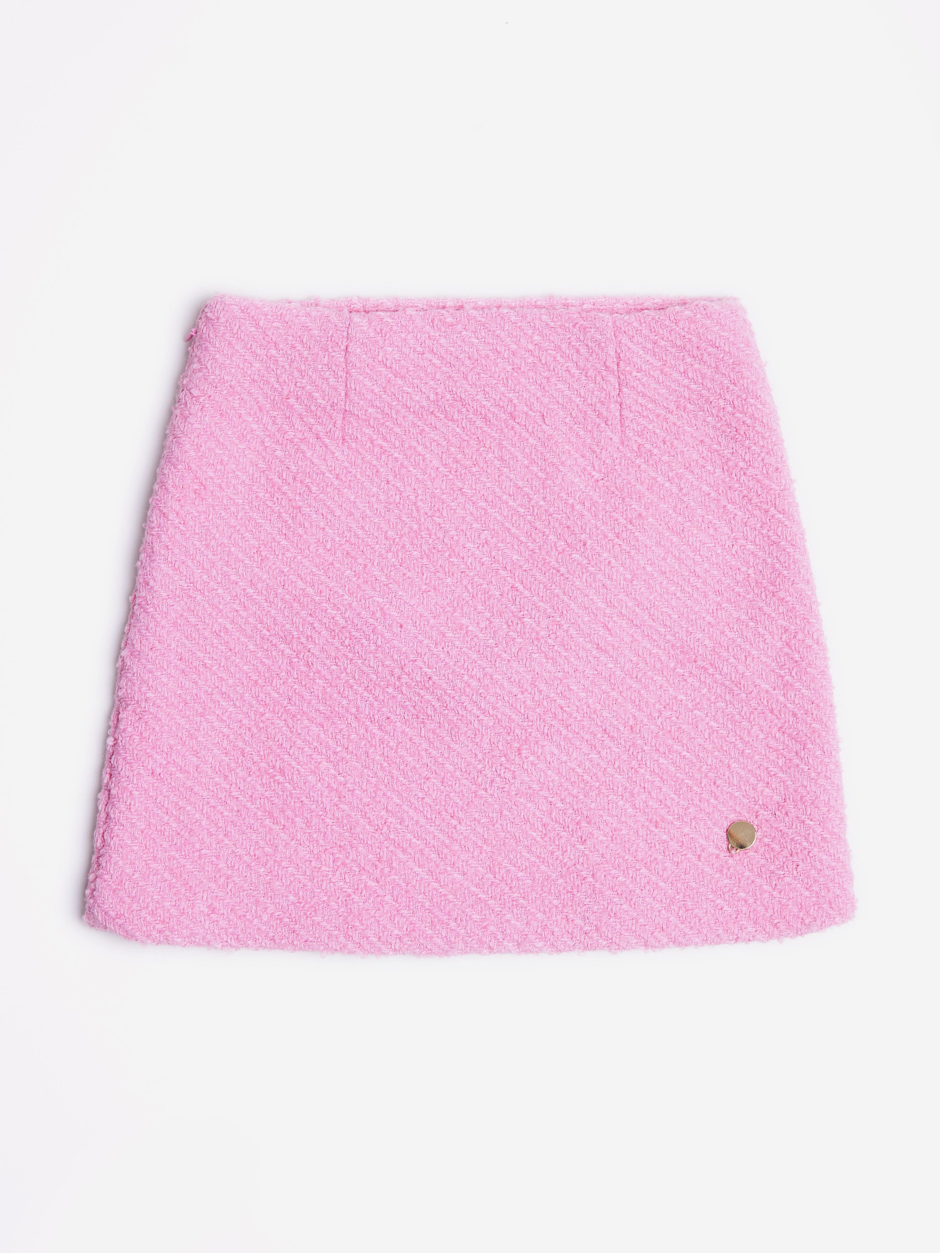 Girls Tweed Pencil Skirt in Pink