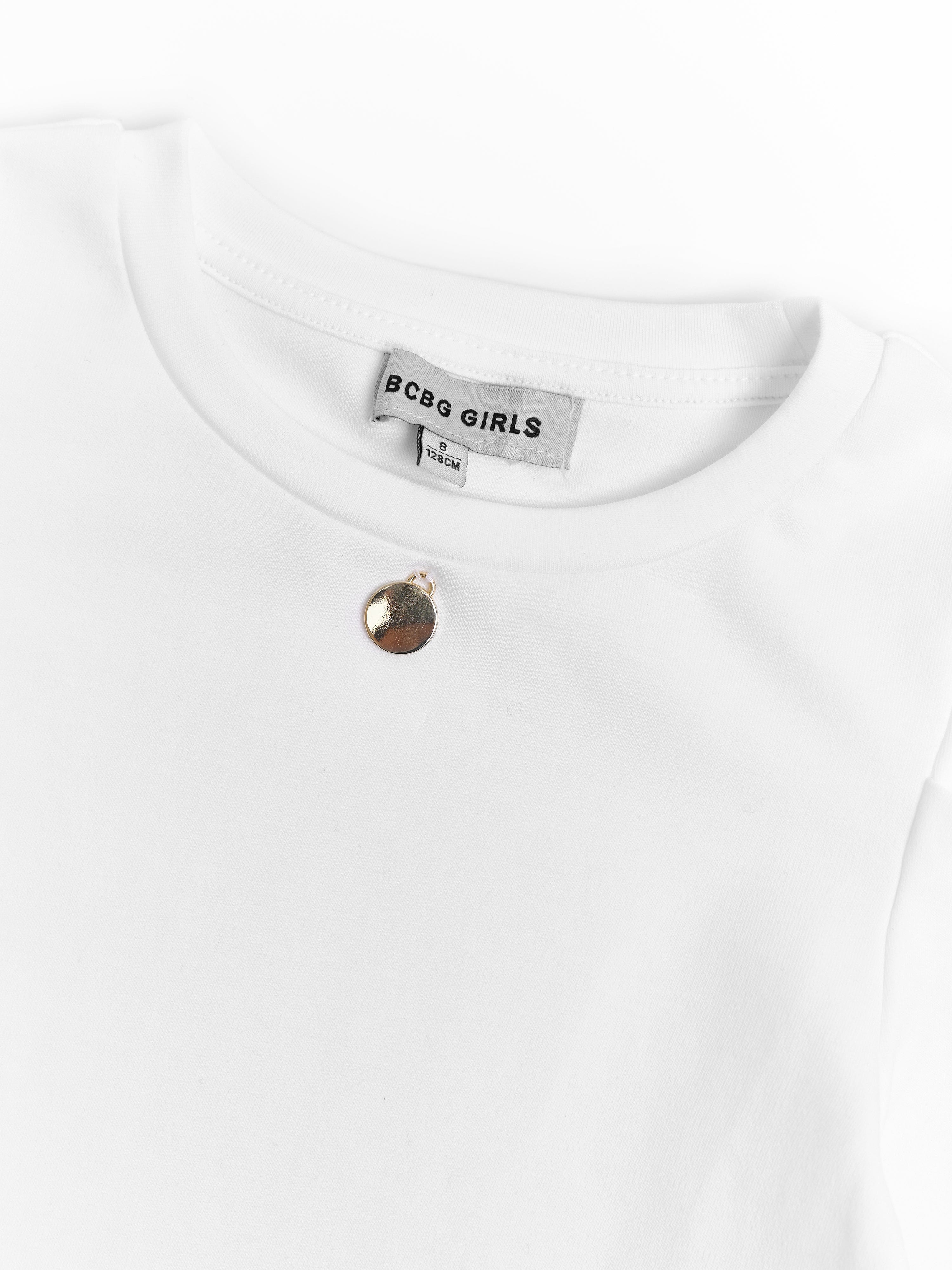 Girls Puff Long Sleeve Top in Ivory