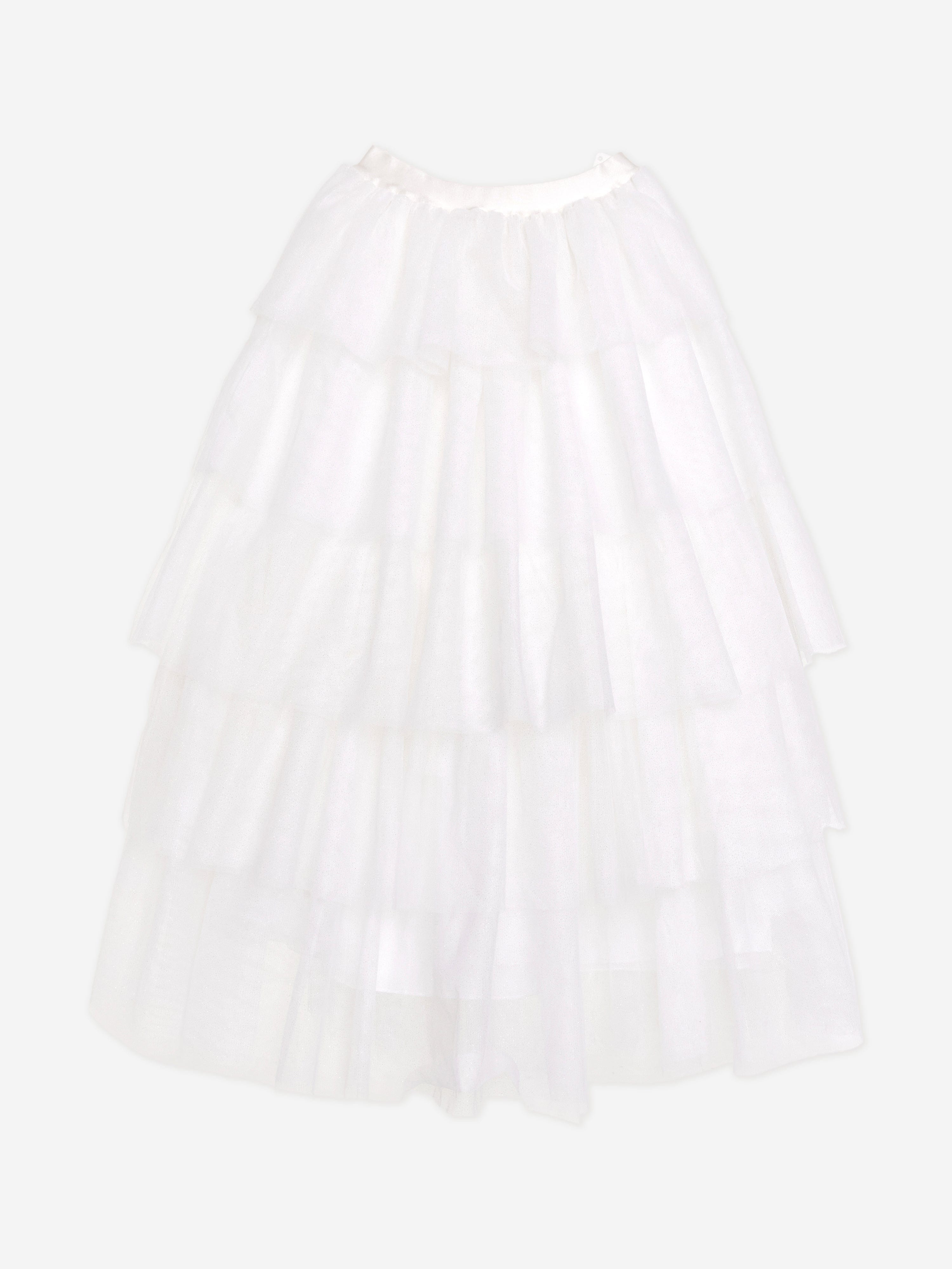 BCBG Girls Glitter Tulle Skirt in Ivory