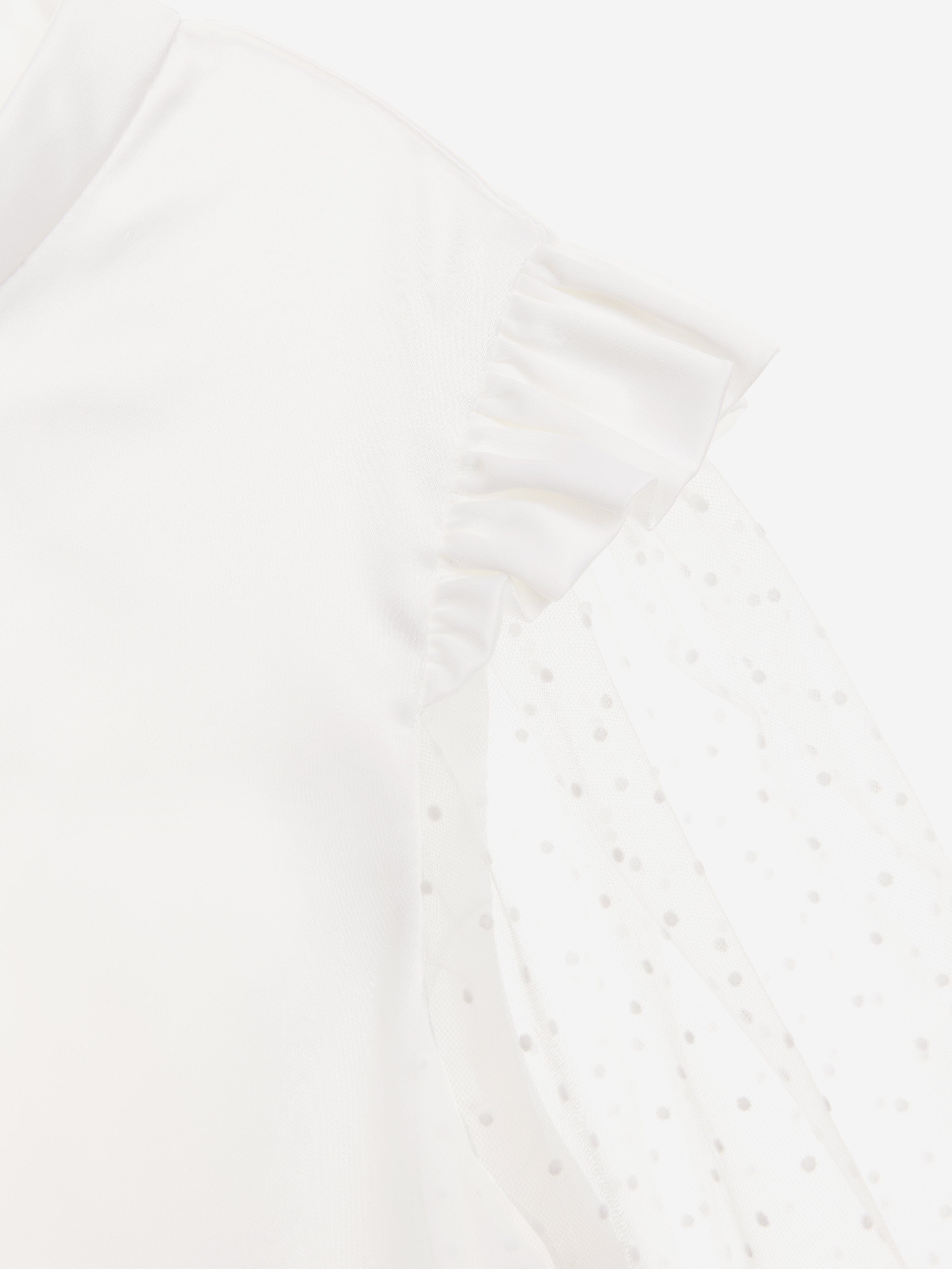 BCBG Girls Flocked Spot Sleeve Dress in White