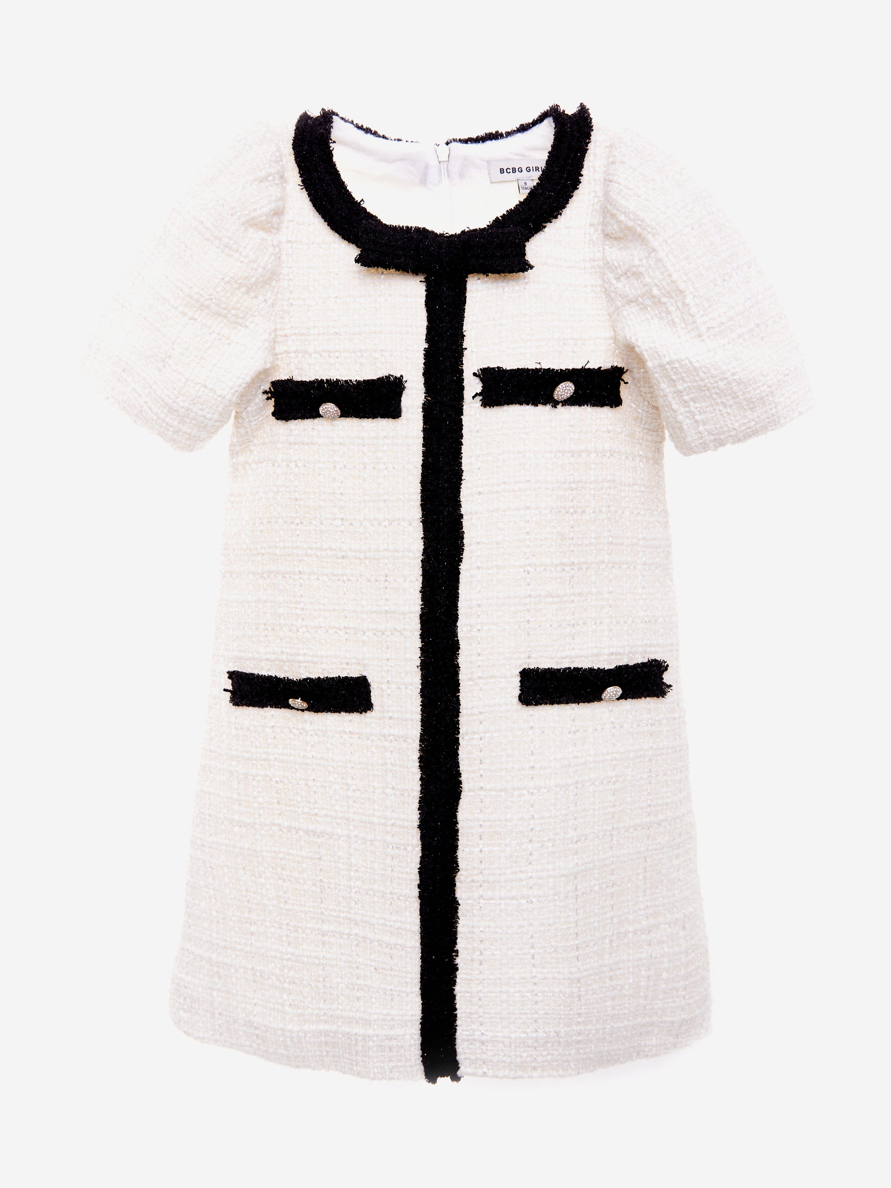 BCBG Girls Tweed Dress in Ivory