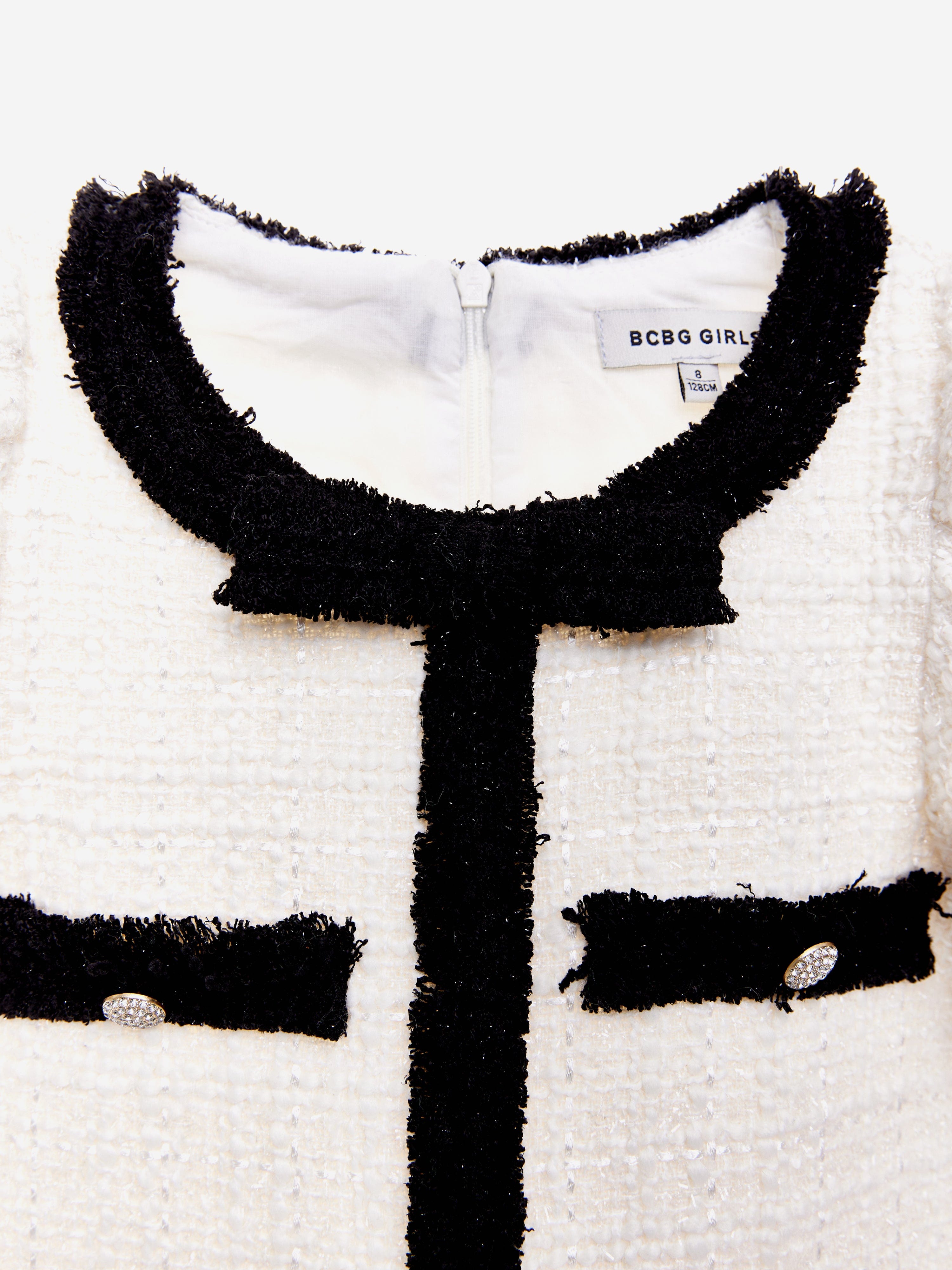 BCBG Girls Tweed Dress in Ivory