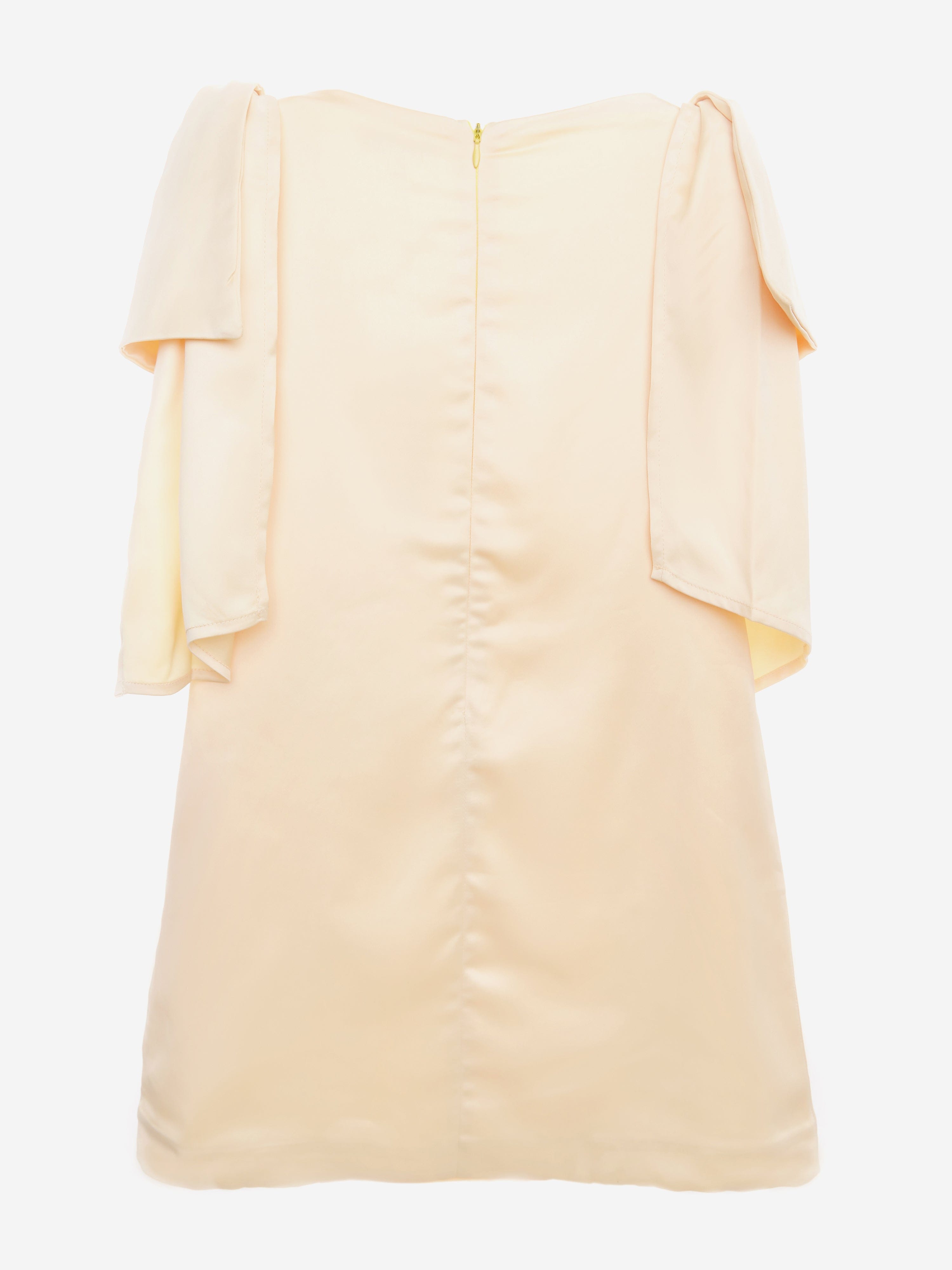 BCBG Girls Bow Sleeve Satin Dress in Yellow