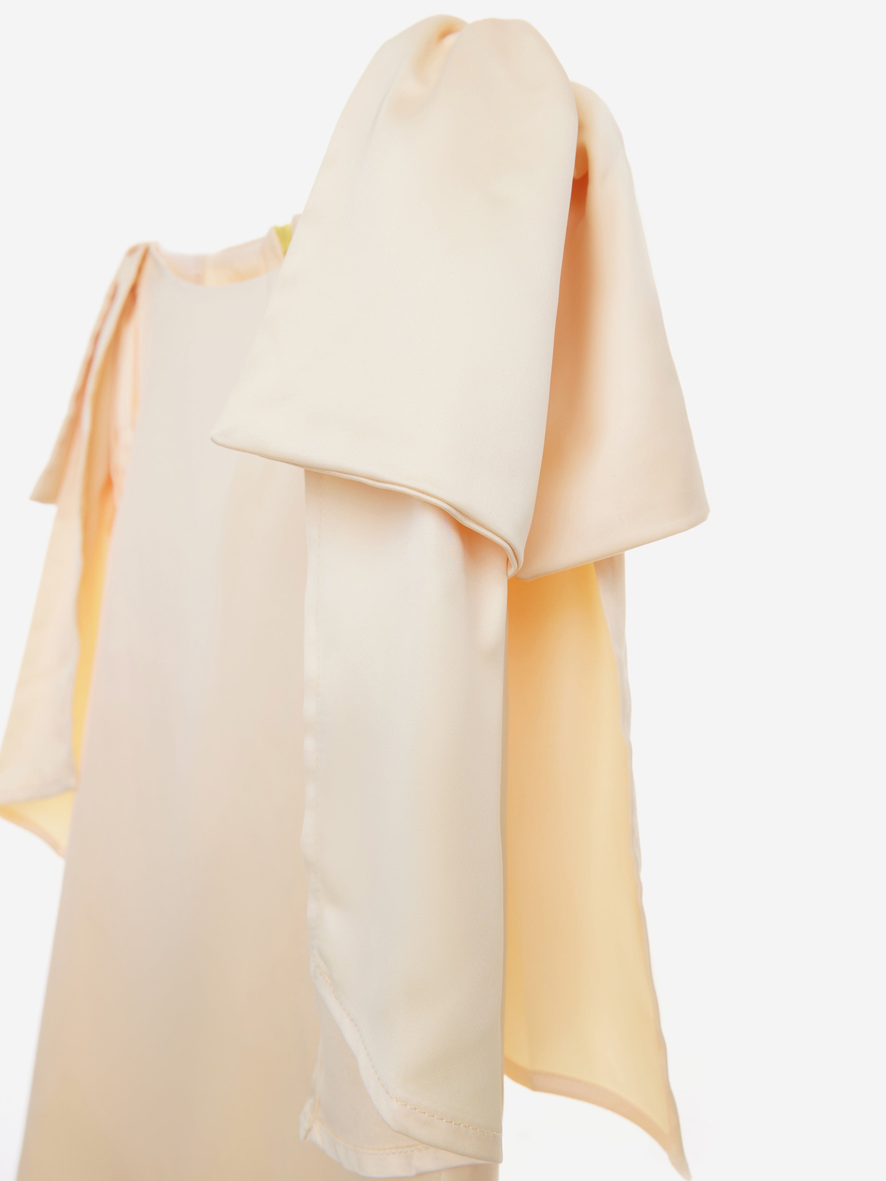 BCBG Girls Bow Sleeve Satin Dress in Yellow